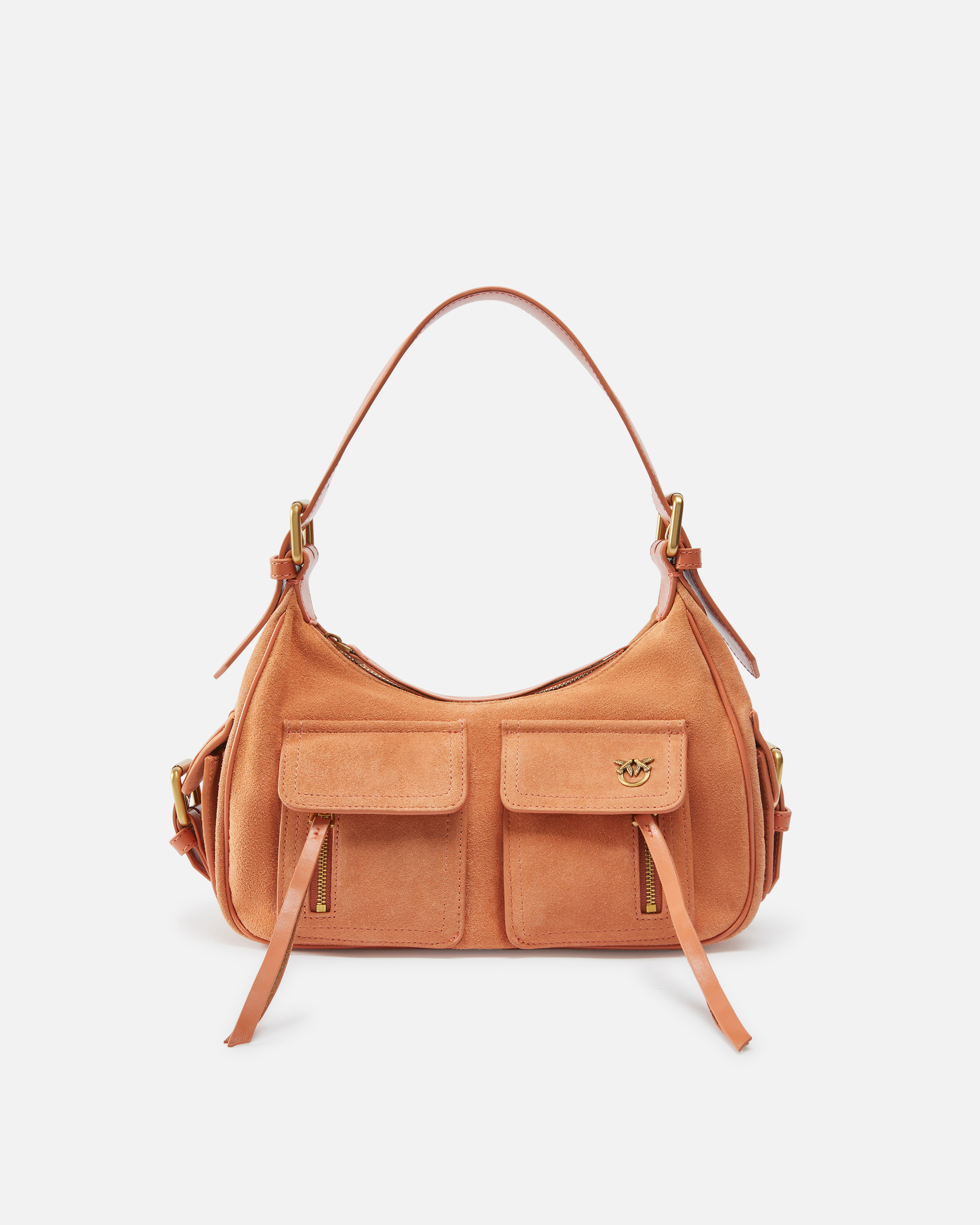 Pinko Suede Cargo Shoulder Bag With Pockets