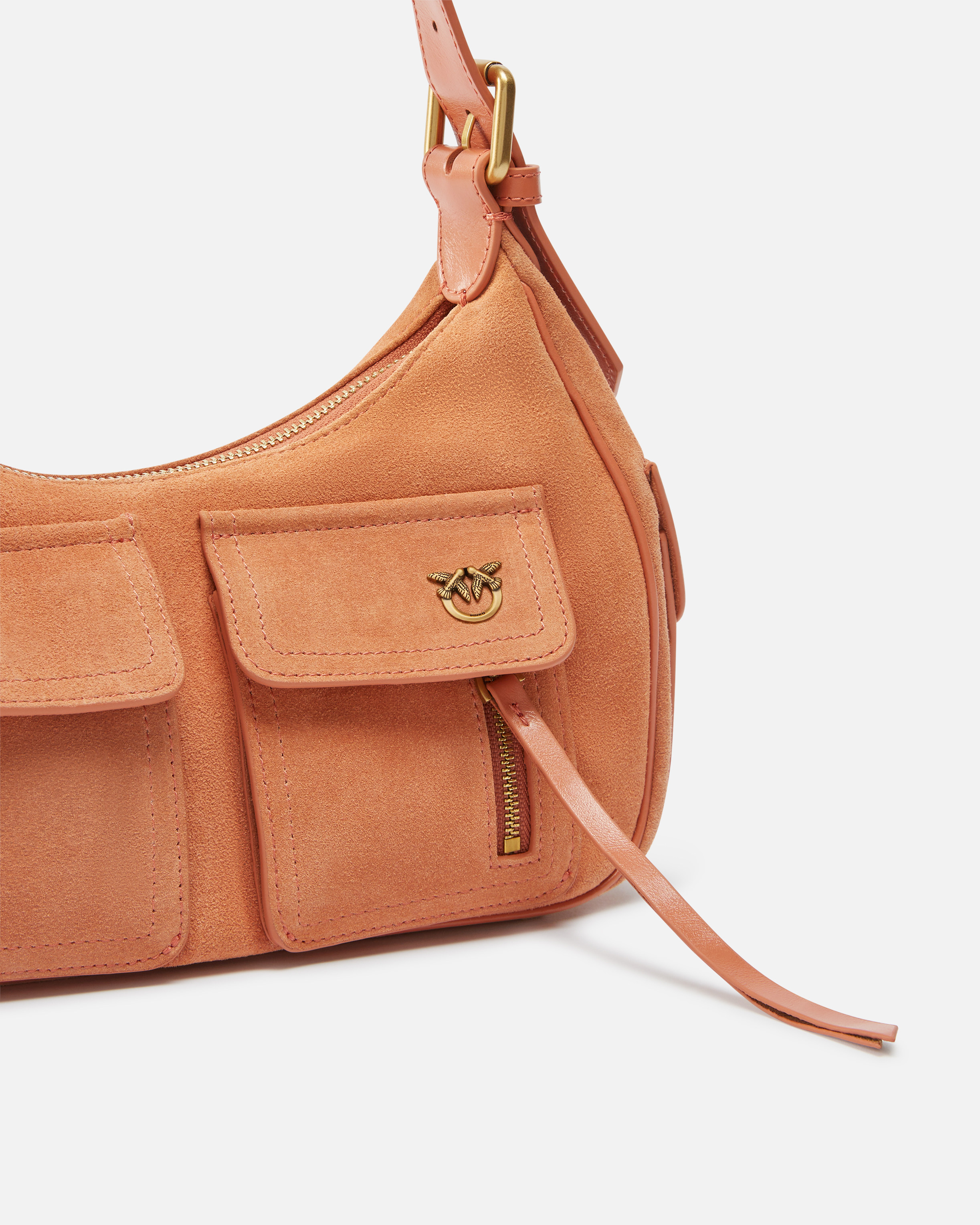 Pinko Suede Cargo Shoulder Bag With Pockets