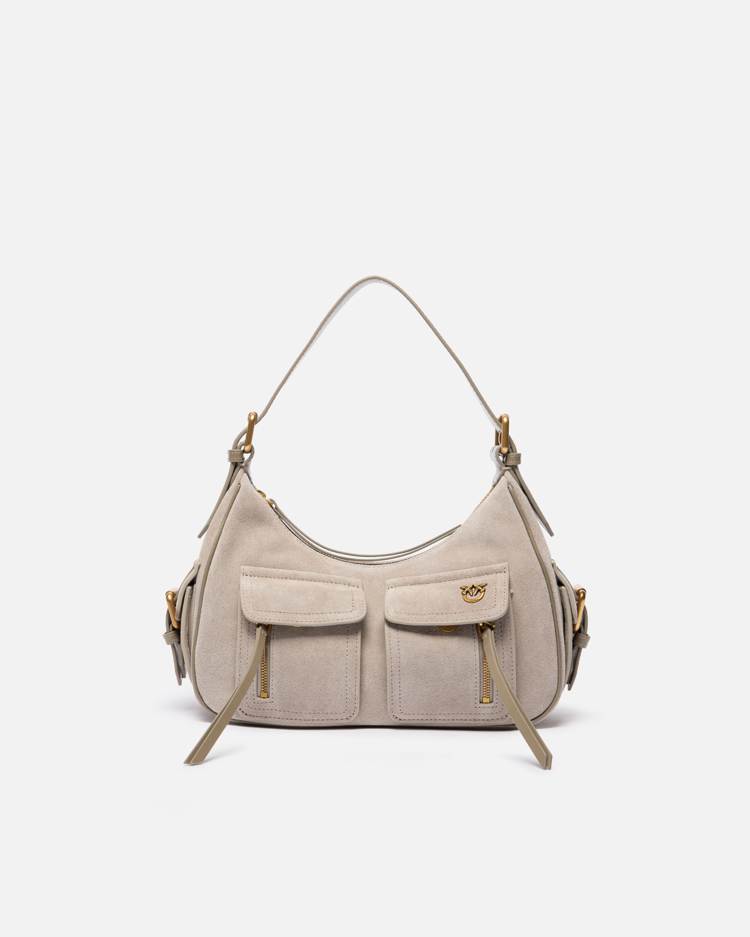 Pinko Suede Cargo Shoulder Bag With Pockets