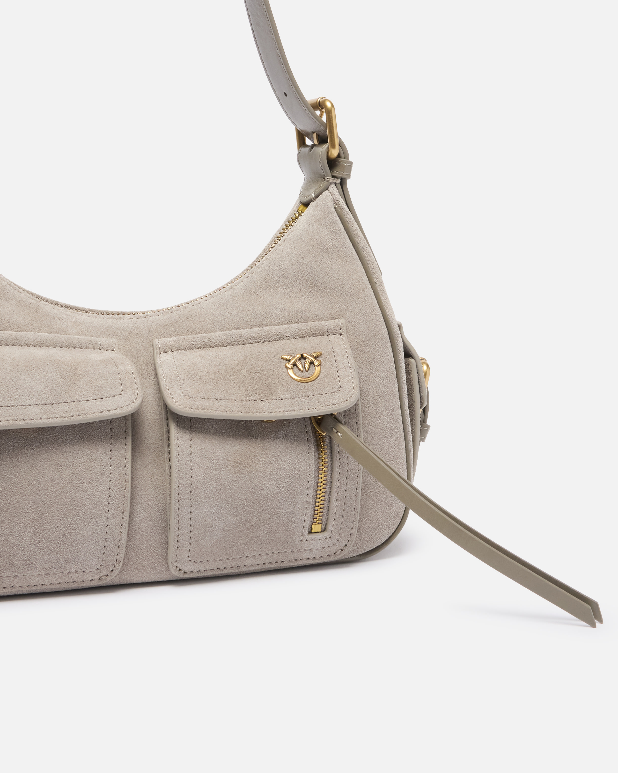 Pinko Suede Cargo Shoulder Bag With Pockets