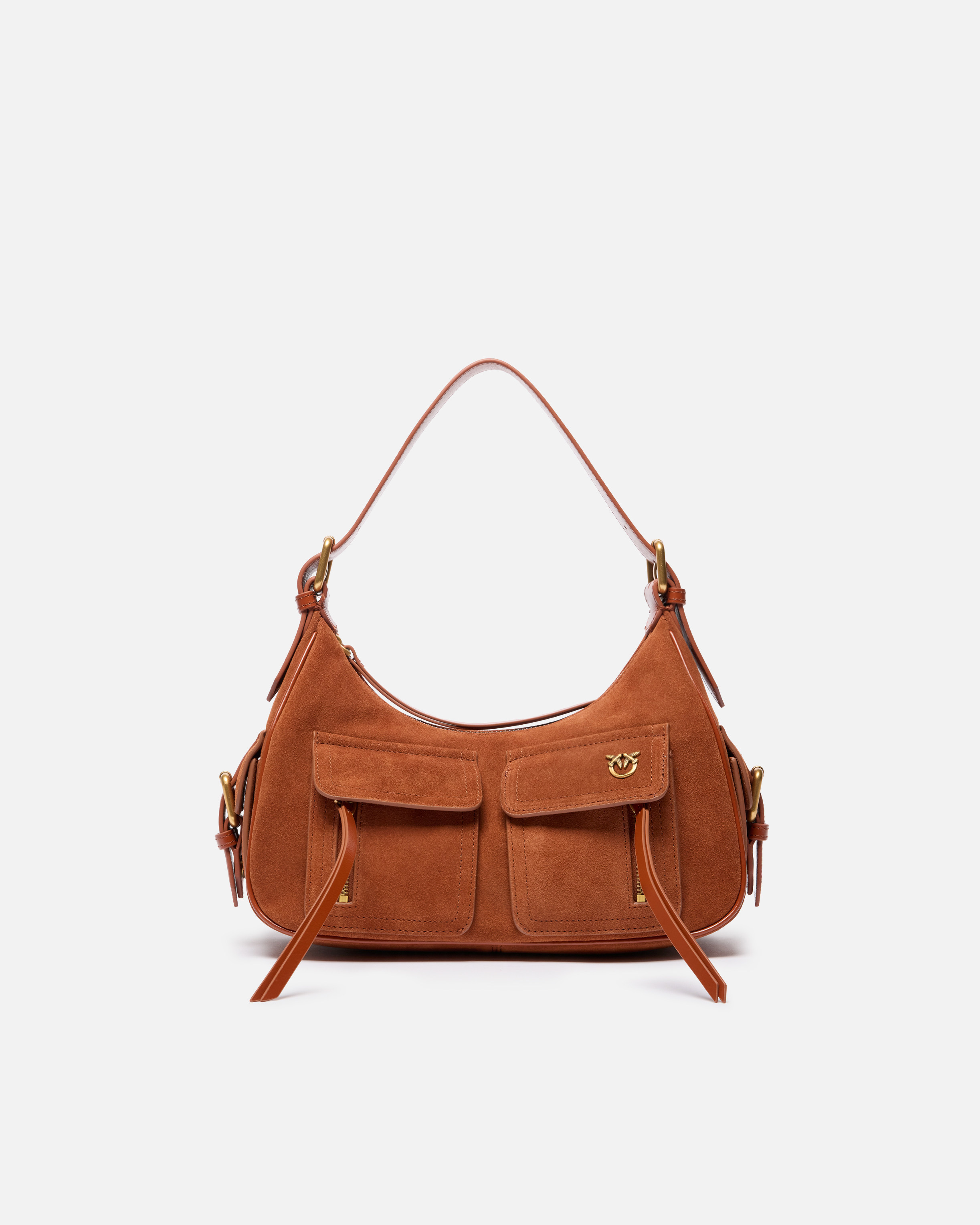 Pinko Suede Cargo Shoulder Bag With Pockets