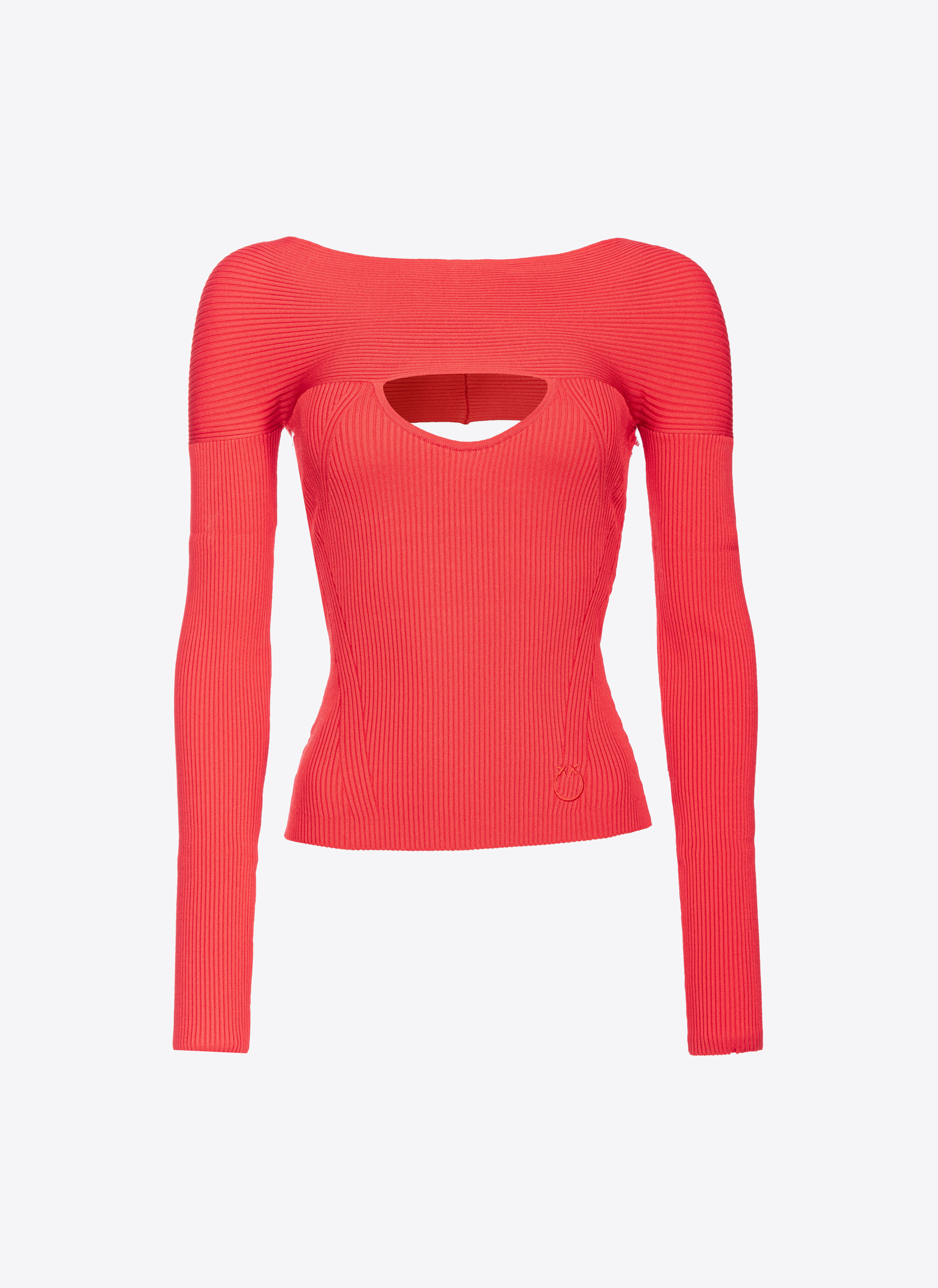 Pinko Cut-out Ribbed-knit Top In Formula1 Red