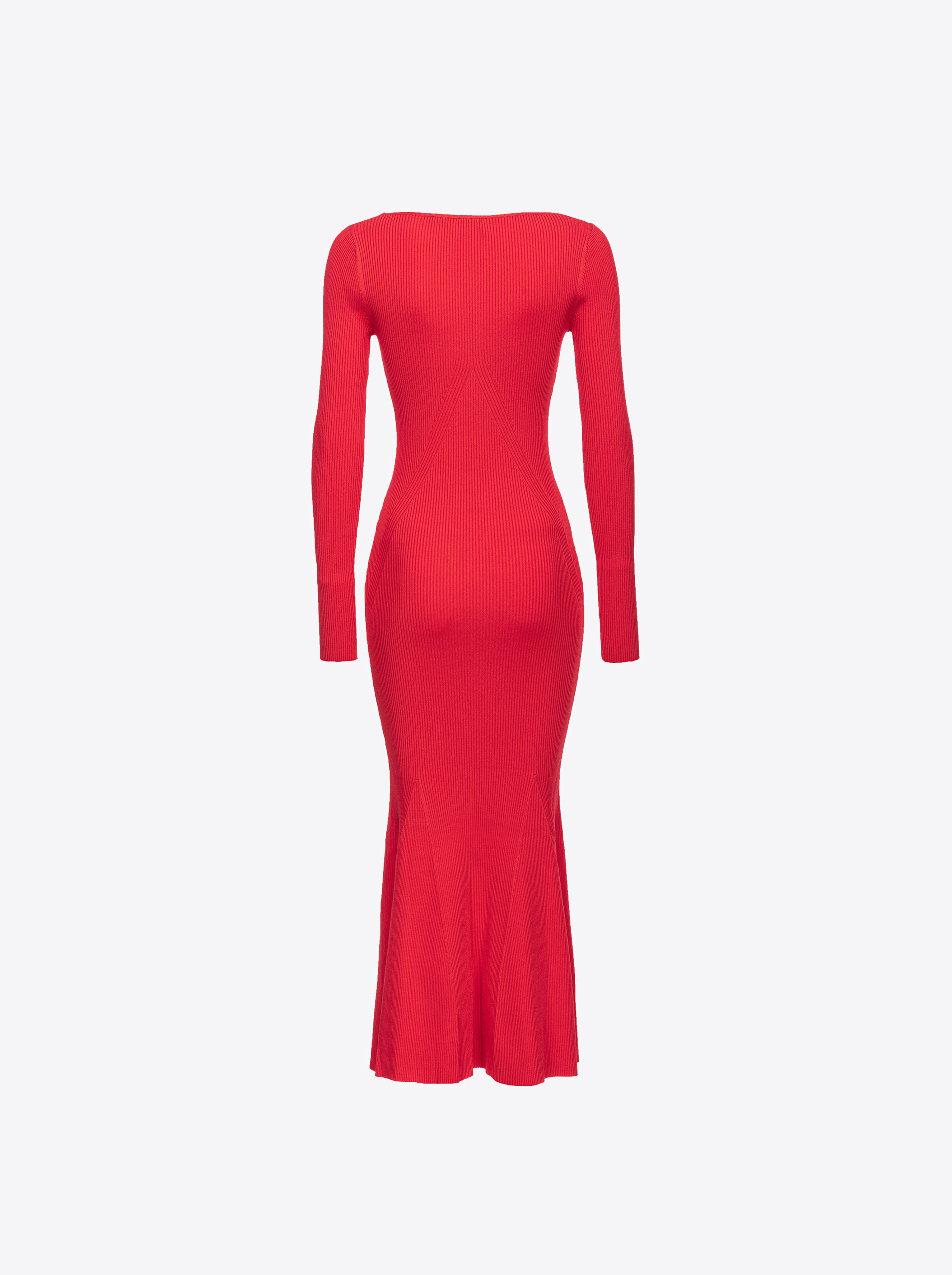 Shop Pinko Long Ribbed Knit Dress In Rouge Formule 1