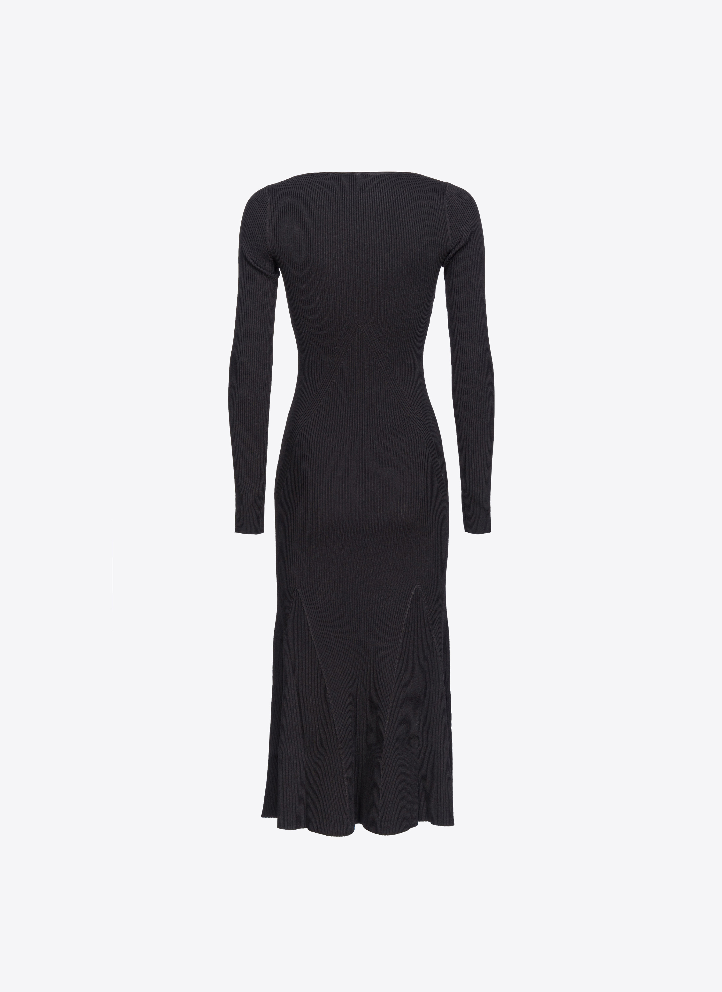 Shop Pinko Long Ribbed Knit Dress In Limo Black