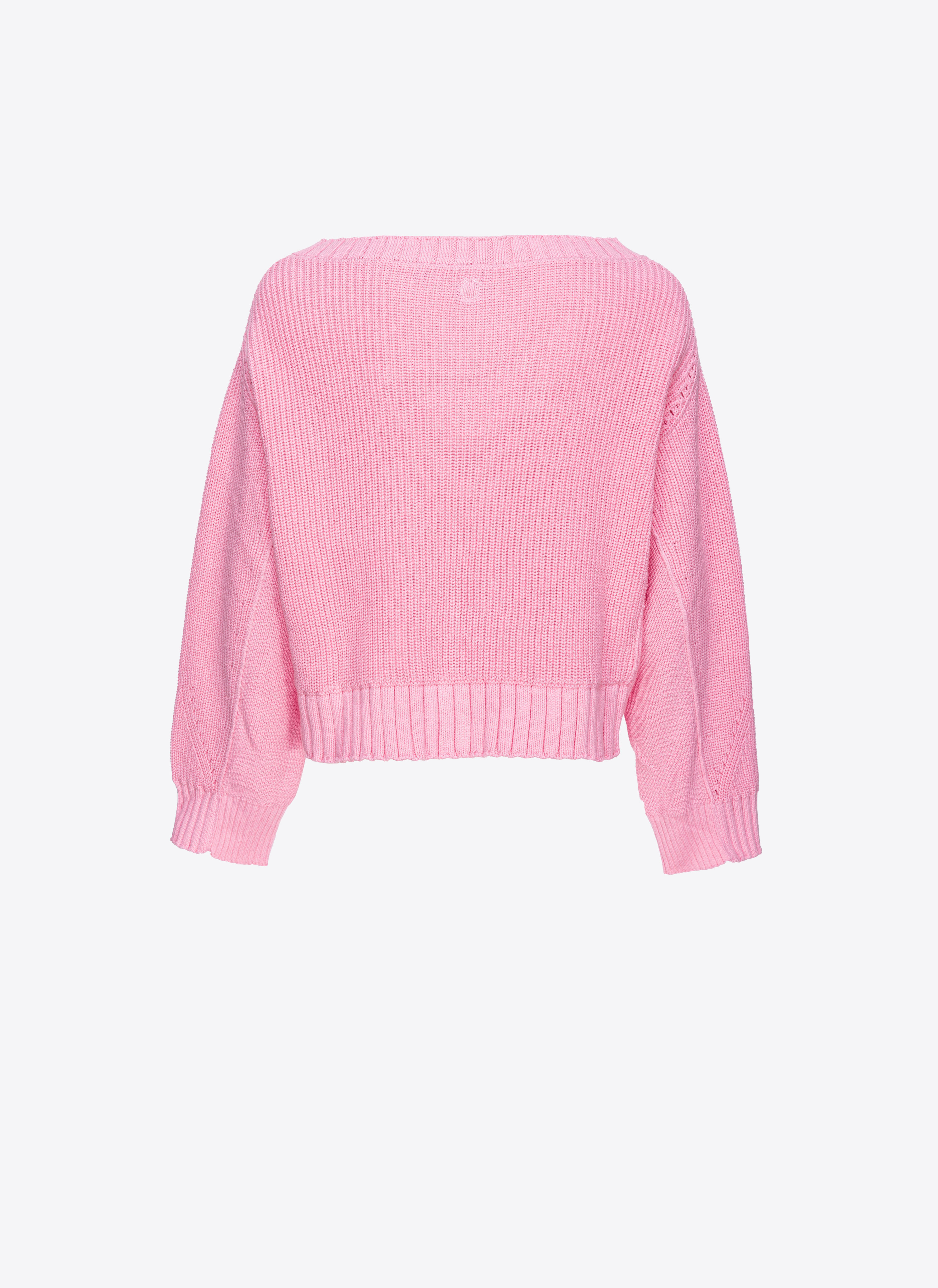 Shop Pinko Ribbed Cotton And Cashmere Pullover In Rose Clair