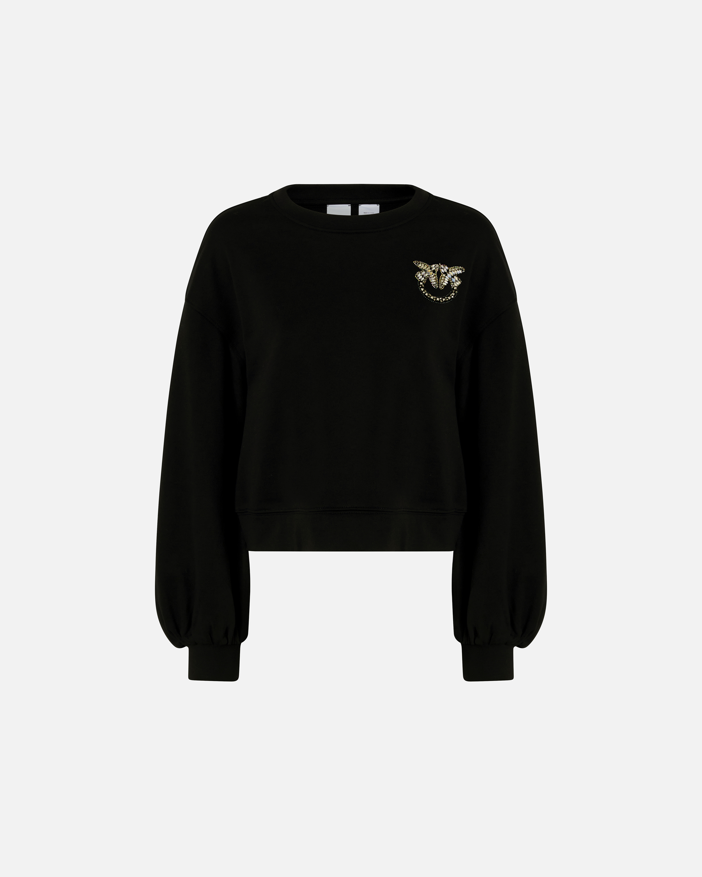 Pinko Sweat-shirt Boxy Avec Broderie Love Birds In Limo Black