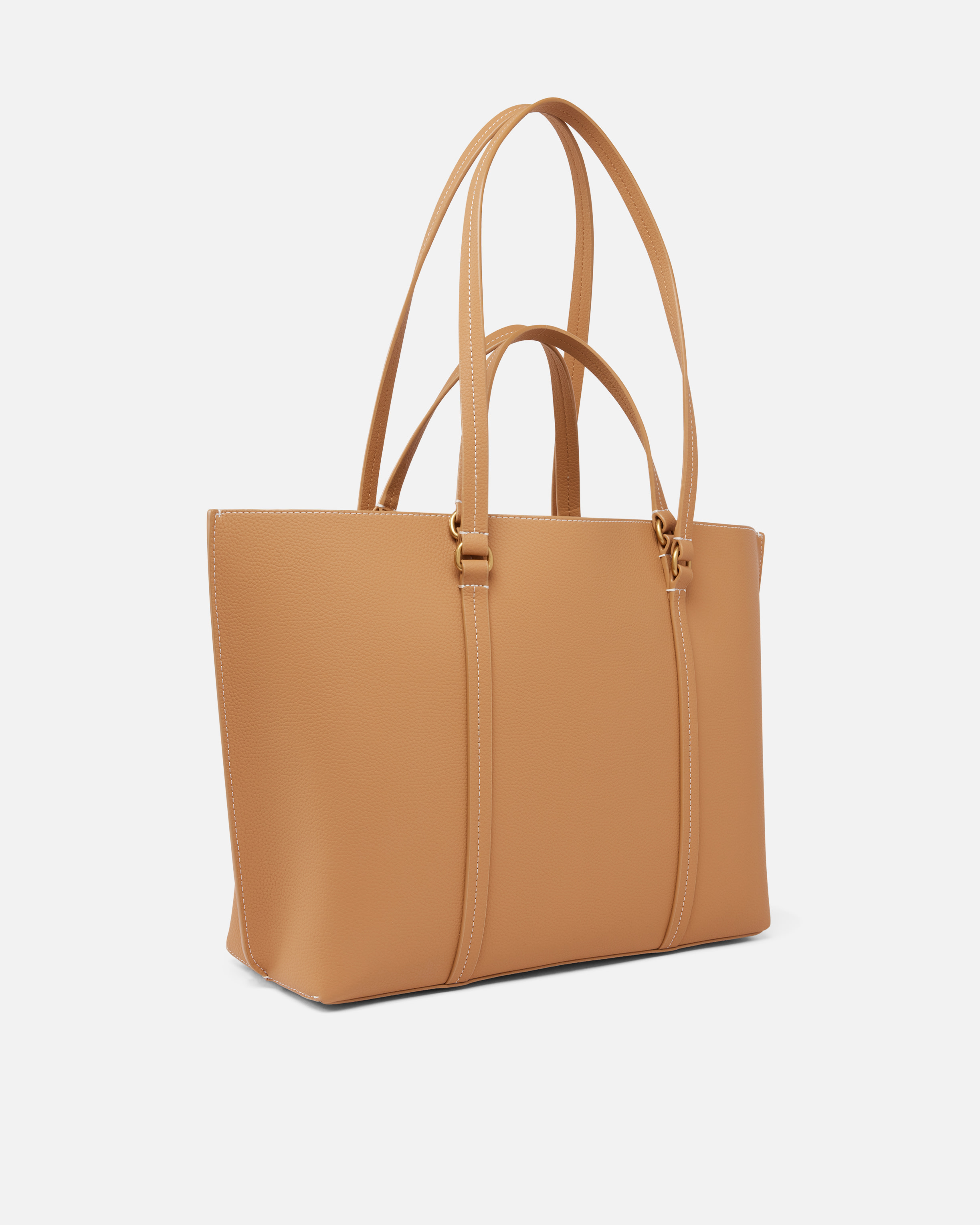 Pinko Large Leather Shopper Bag In Nougat-antique Gold