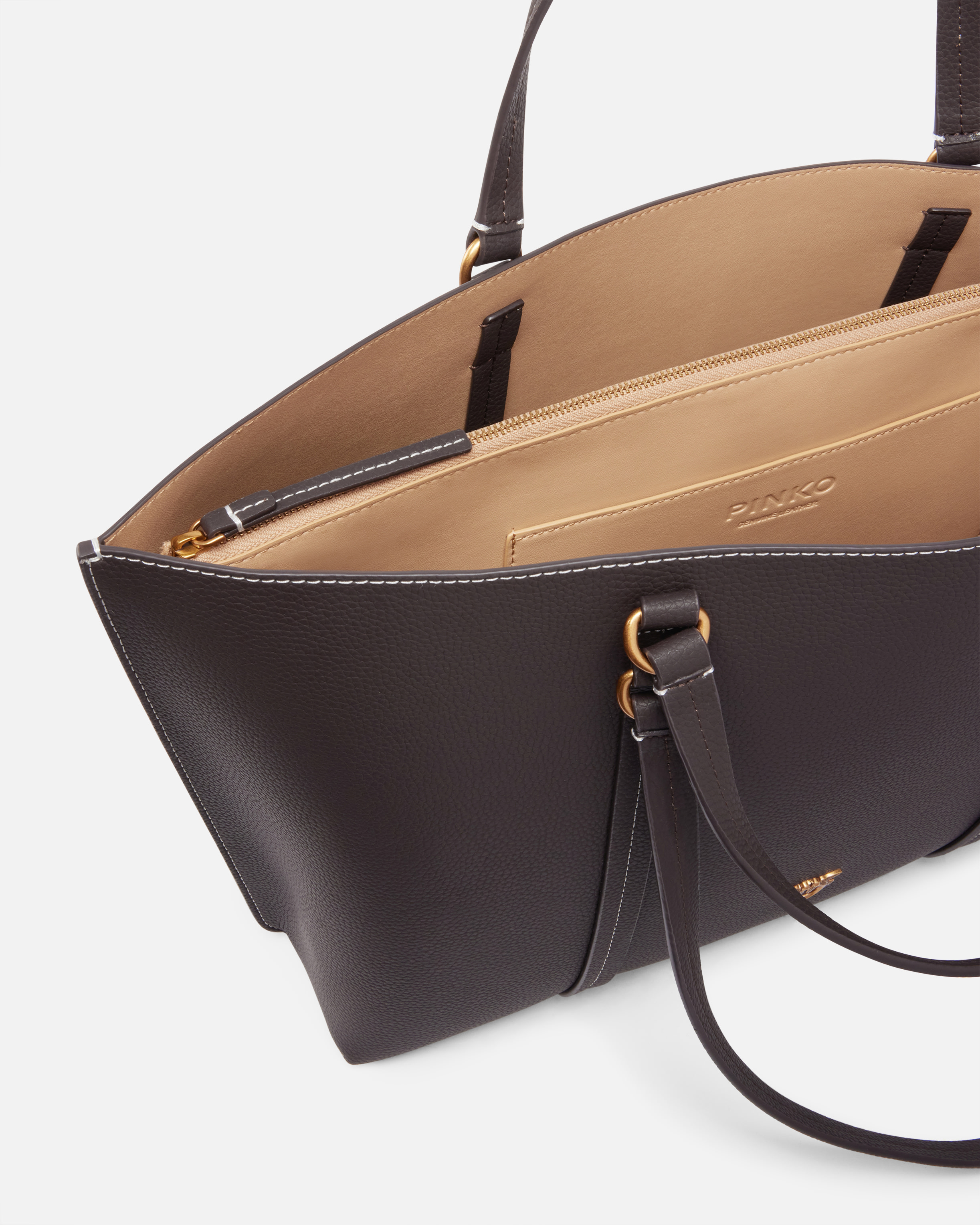 トートバッグ PINKO Woman Tote bags Dark 102832A1LF M32Q Maxi tumbled leather shopping bag PINKO → Shop Online