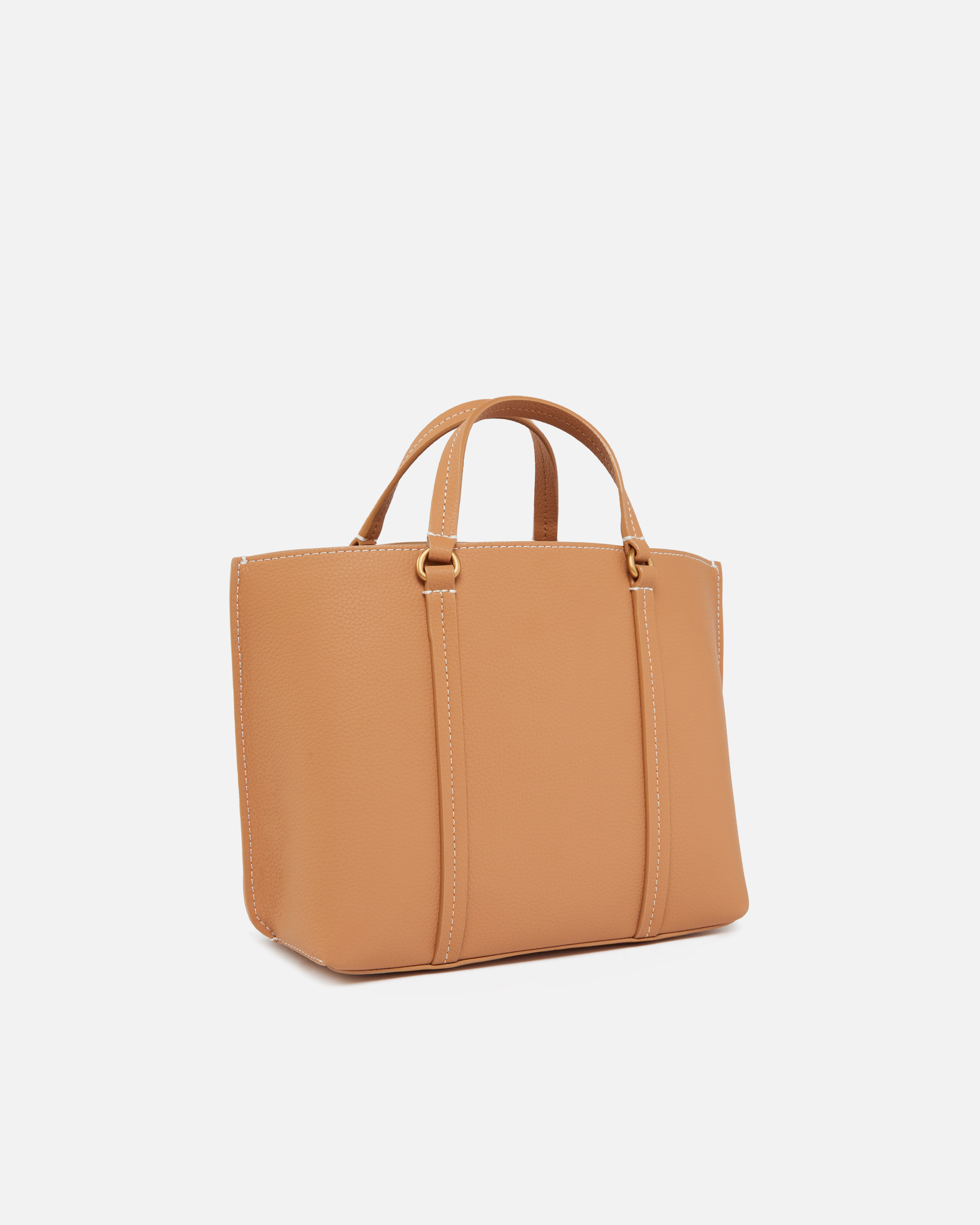 Pinko Tumbled Leather Shopper Bag In Nougat-antique Gold
