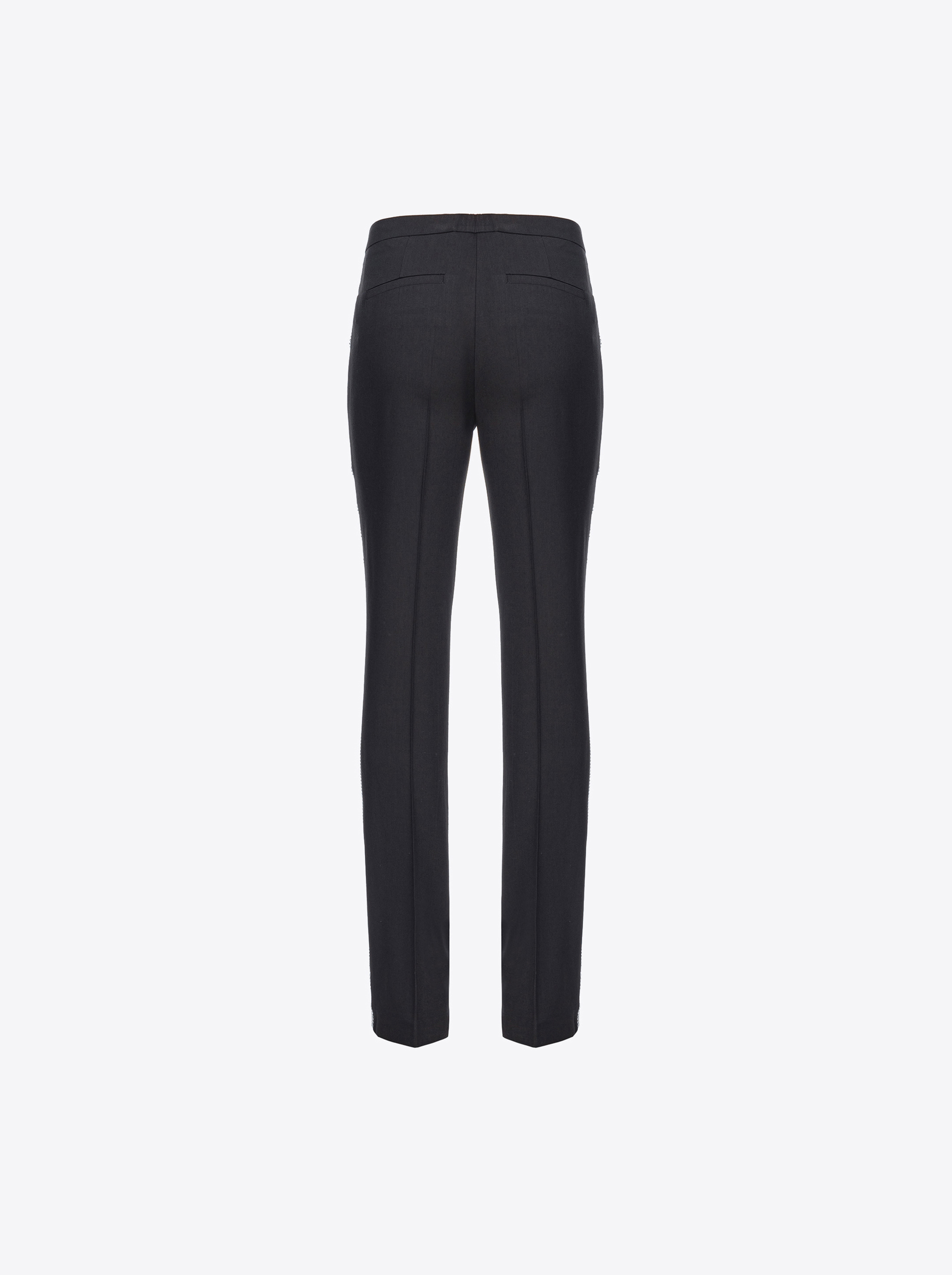 Shop Pinko Pantalon Avec Bande En Strass In Limo Black