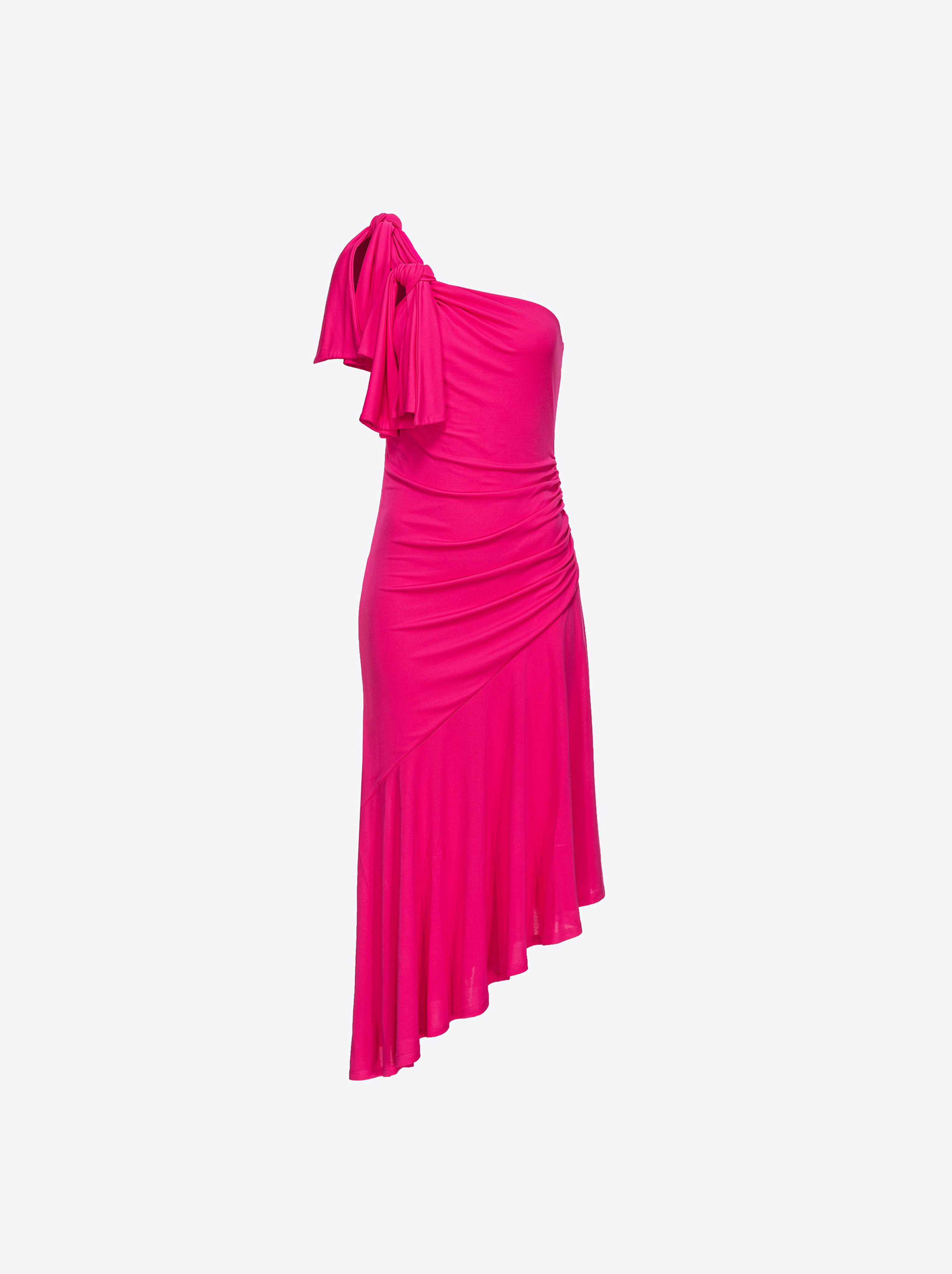 Pinko One-shoulder Dress With Flounce In Betterave Cl.