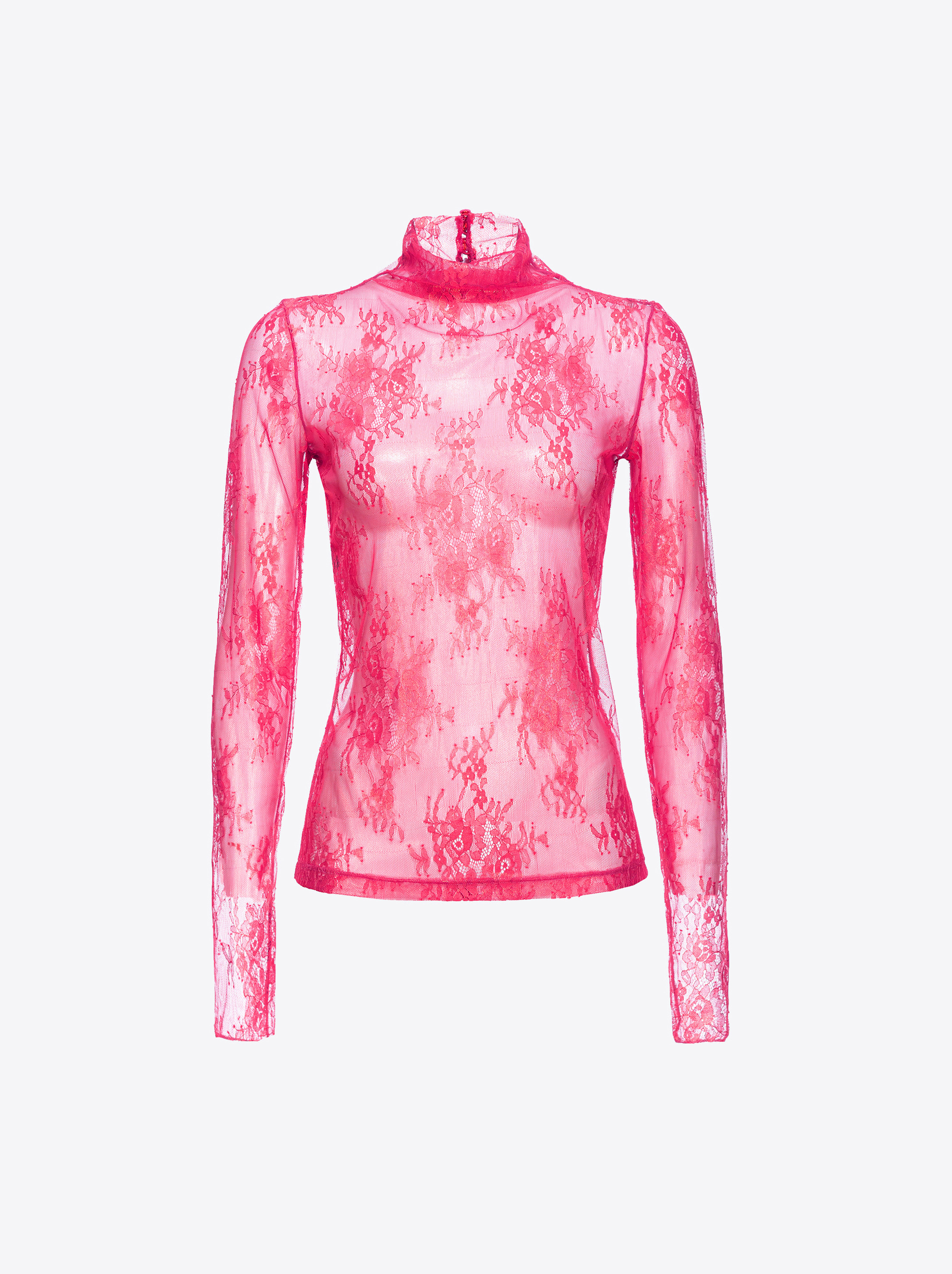 Pinko Laminated Lace Sweater In Fuchsia/gold