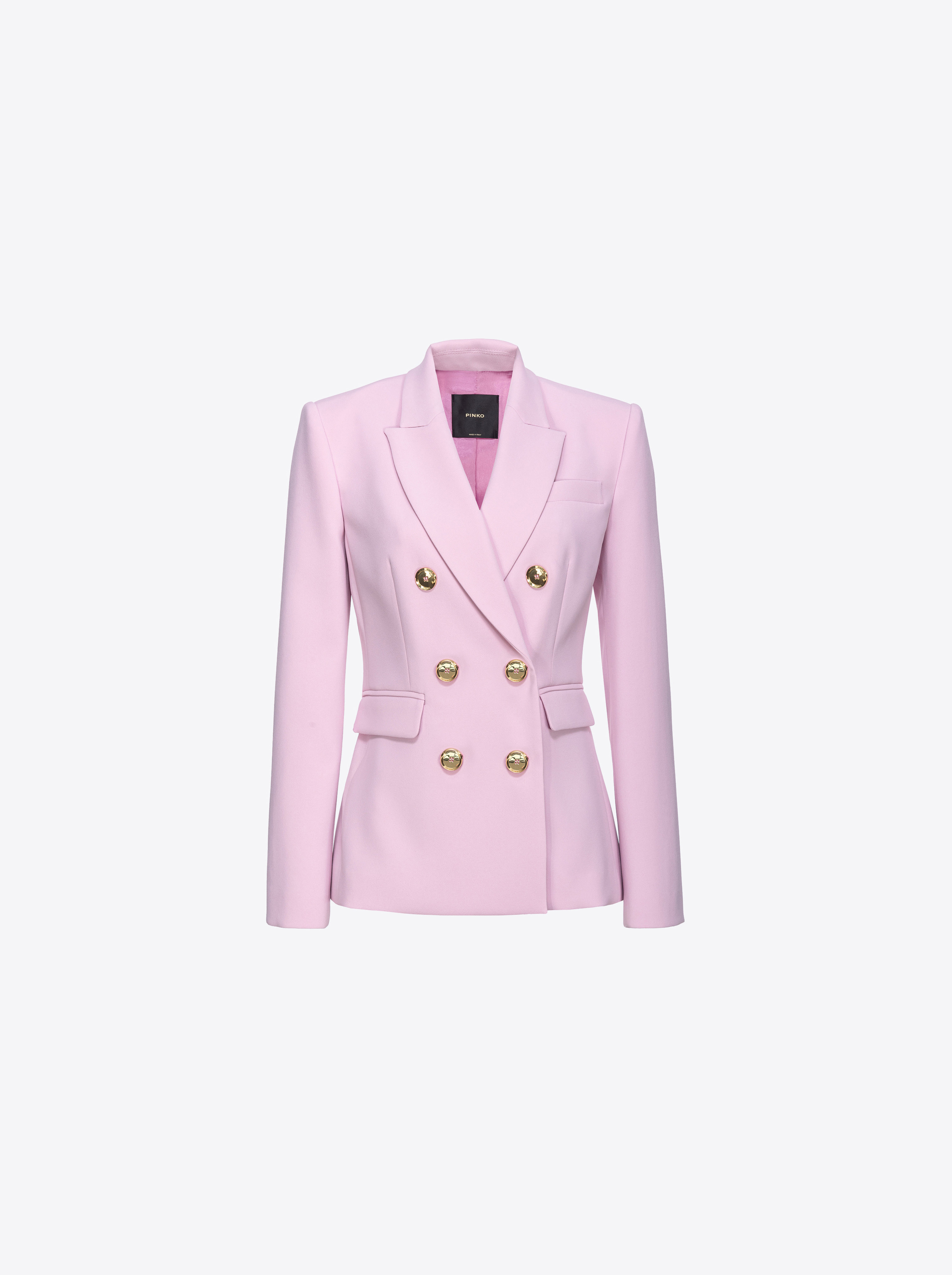 Shop Pinko Double-breasted Blazer With Metal Buttons In Orchidée Fumée