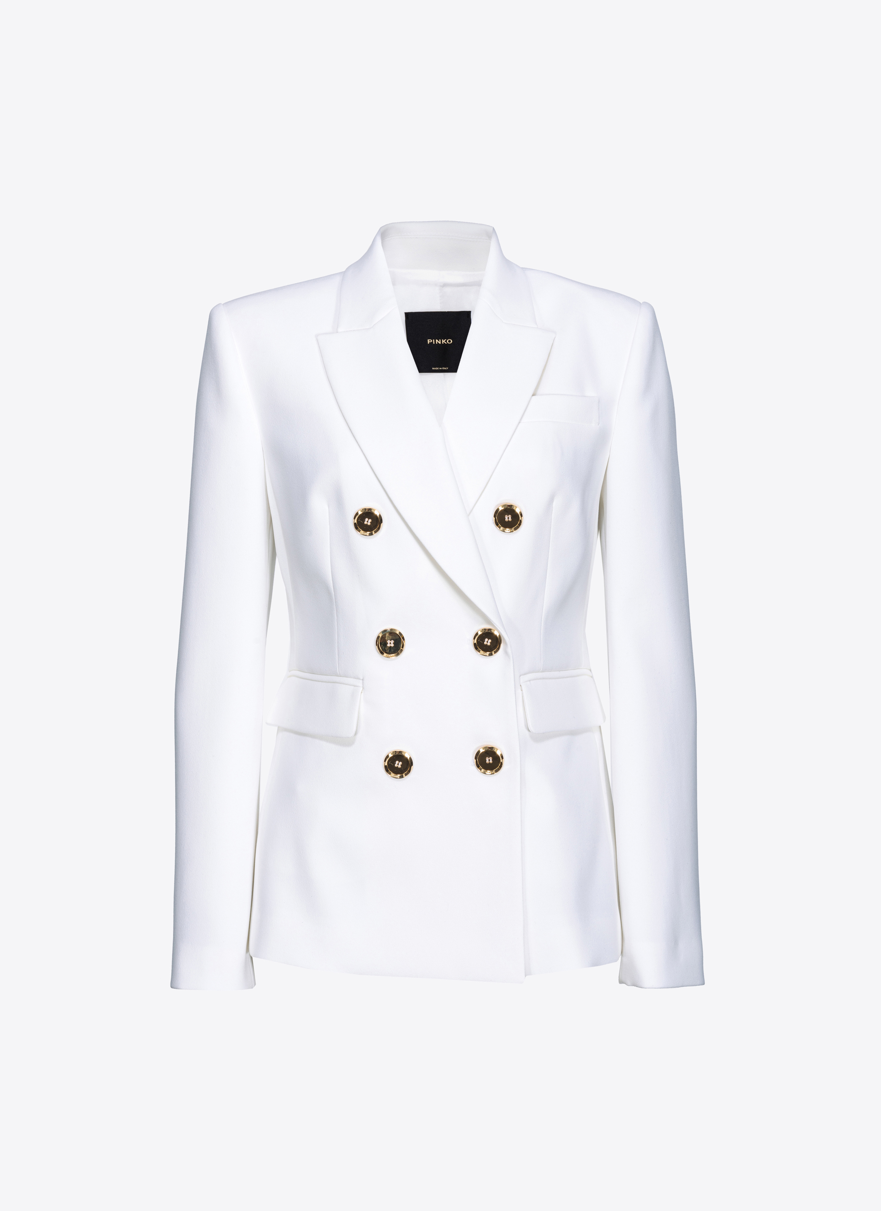 Shop Pinko Double-breasted Blazer With Metal Buttons In Cloud White