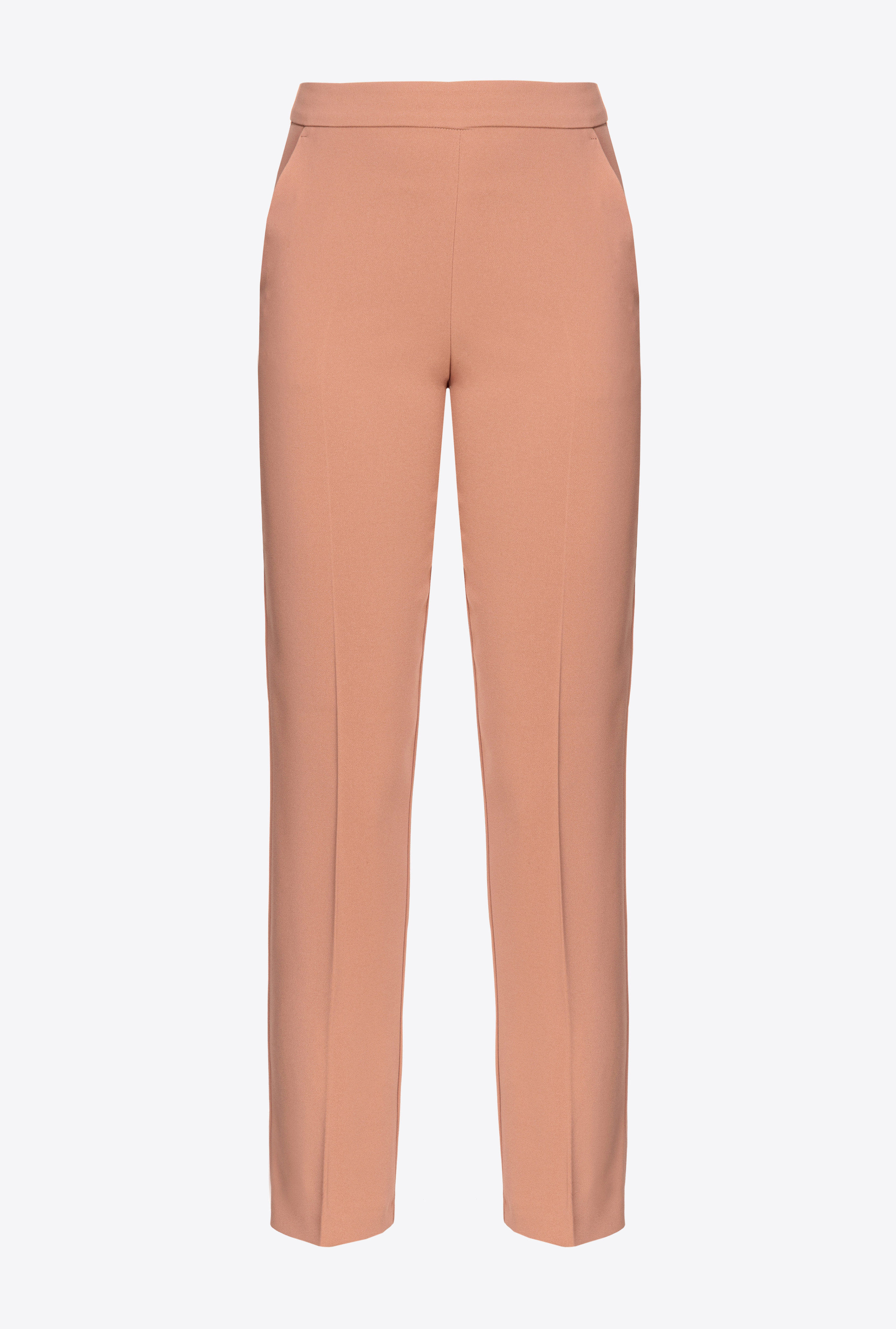 Pinko Slim-fit Trousers In Stretch Crepe In Blush Marron-rouge