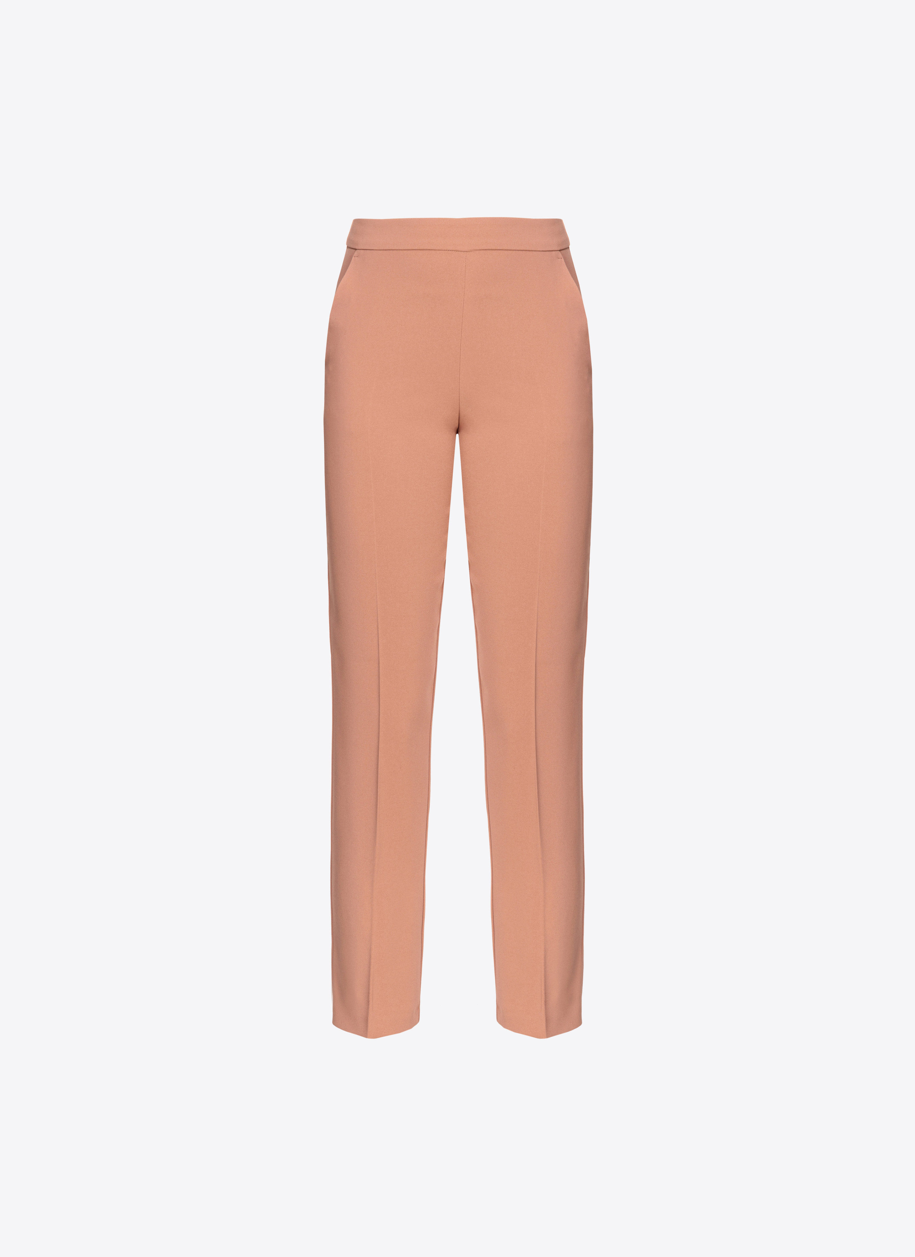 Pinko Slim-fit Trousers In Stretch Crepe In Blush Marron-rouge