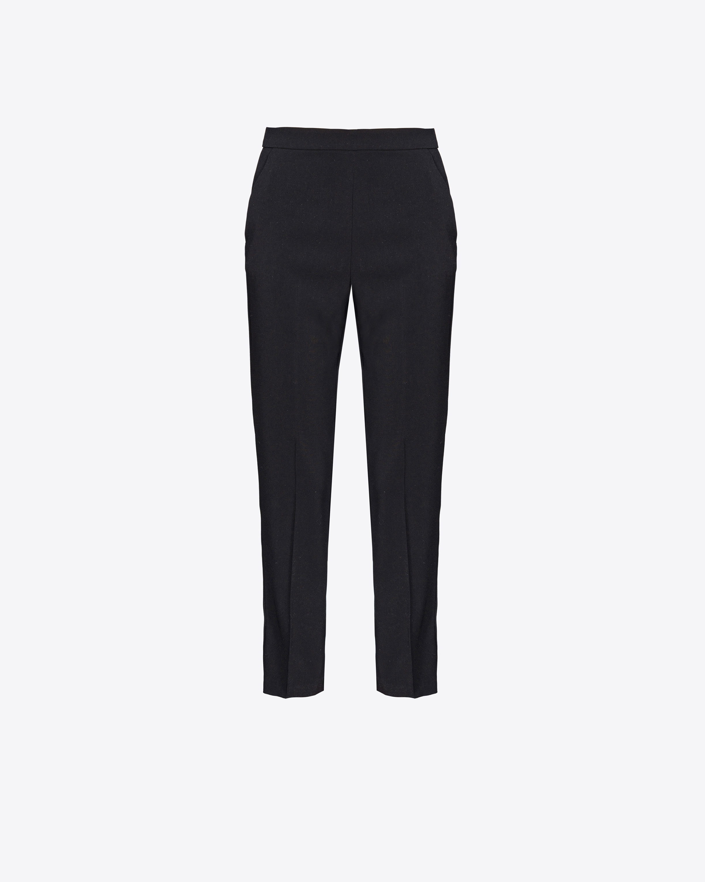 Pinko Slim-fit Trousers In Stretch Crepe In Noir Limousine