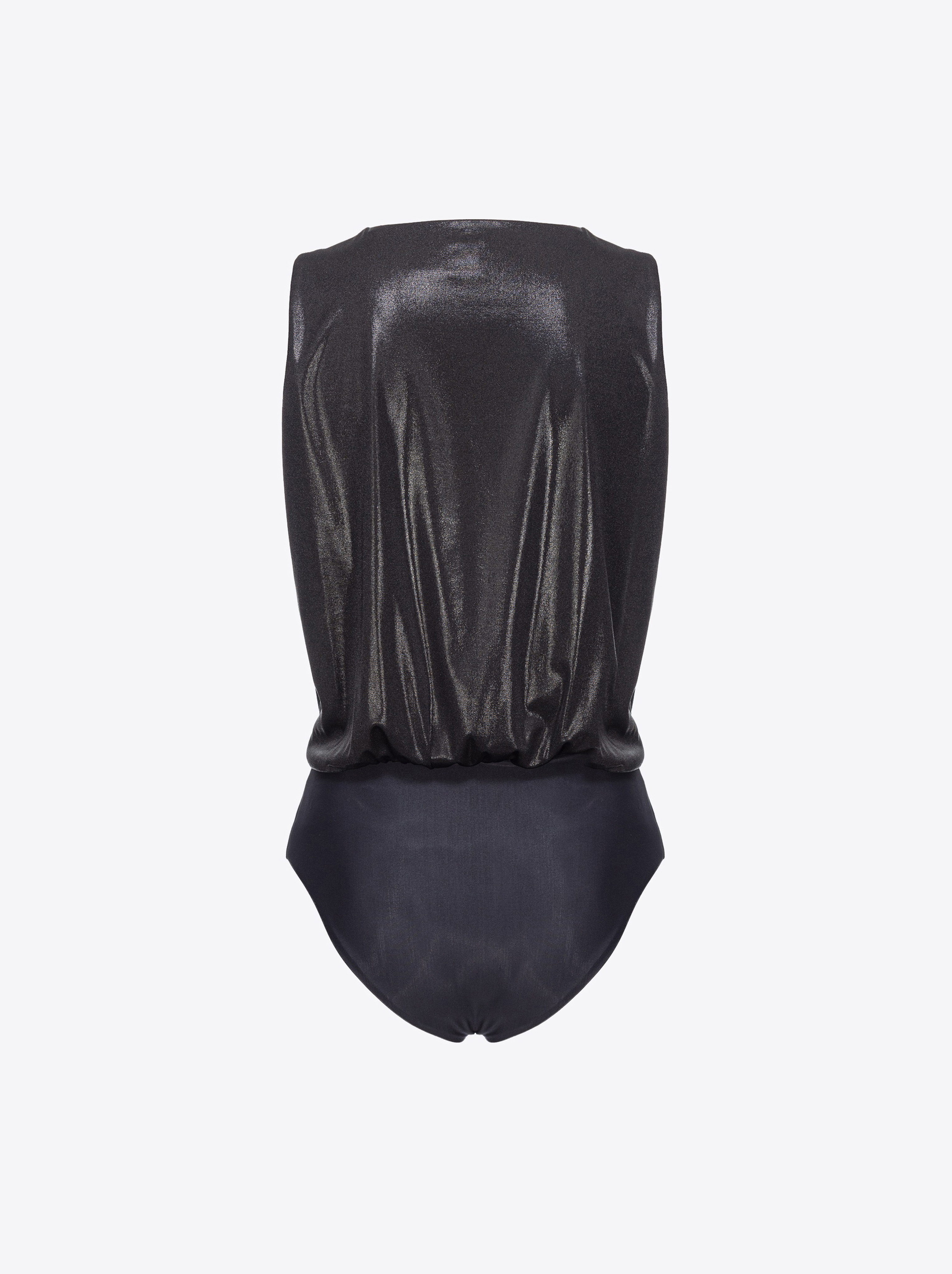 Shop Pinko Laminated Jersey Bodysuit In Noir Limousine