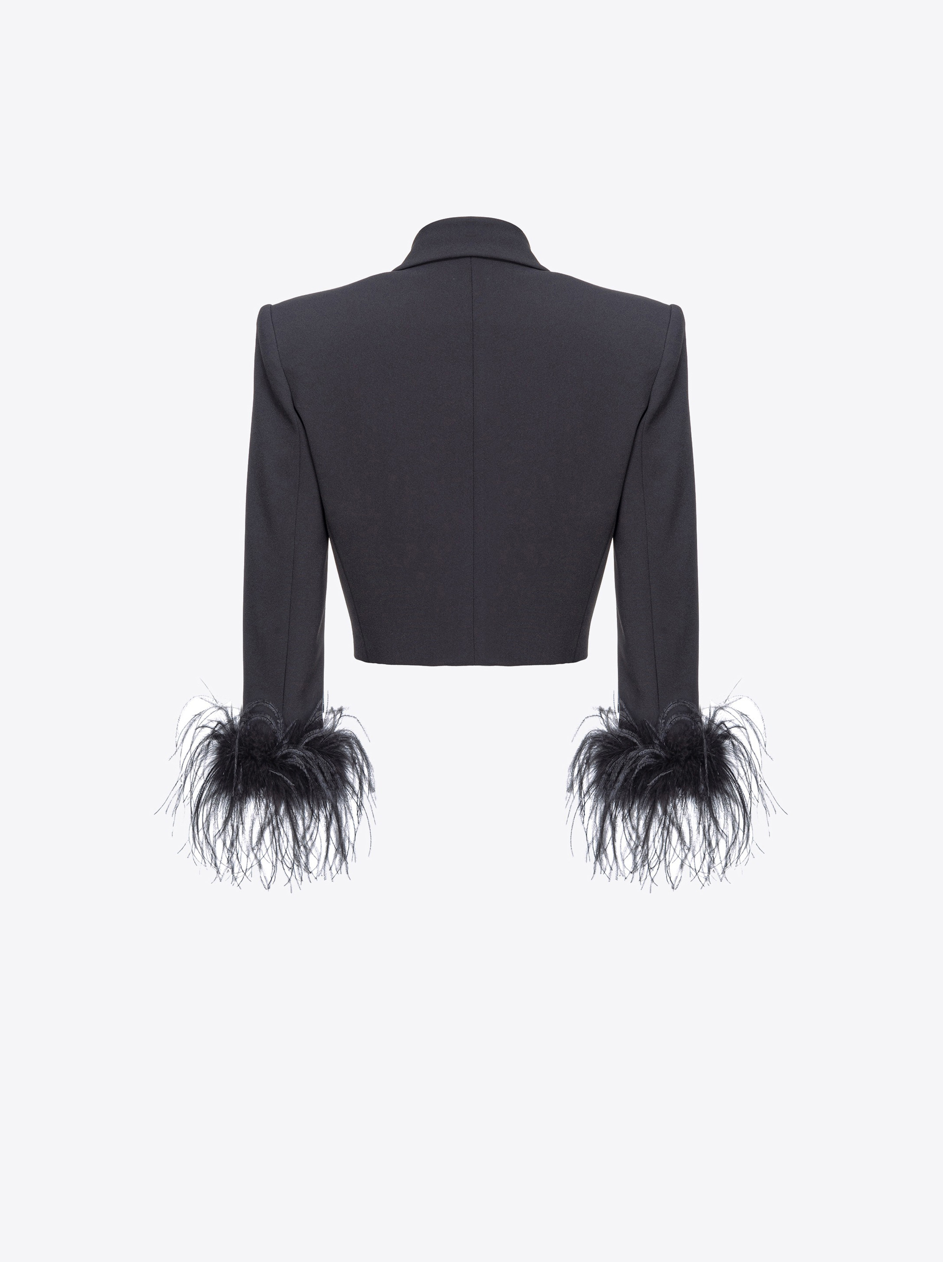 Shop Pinko Veste Spencer À Plumes In Limo Black