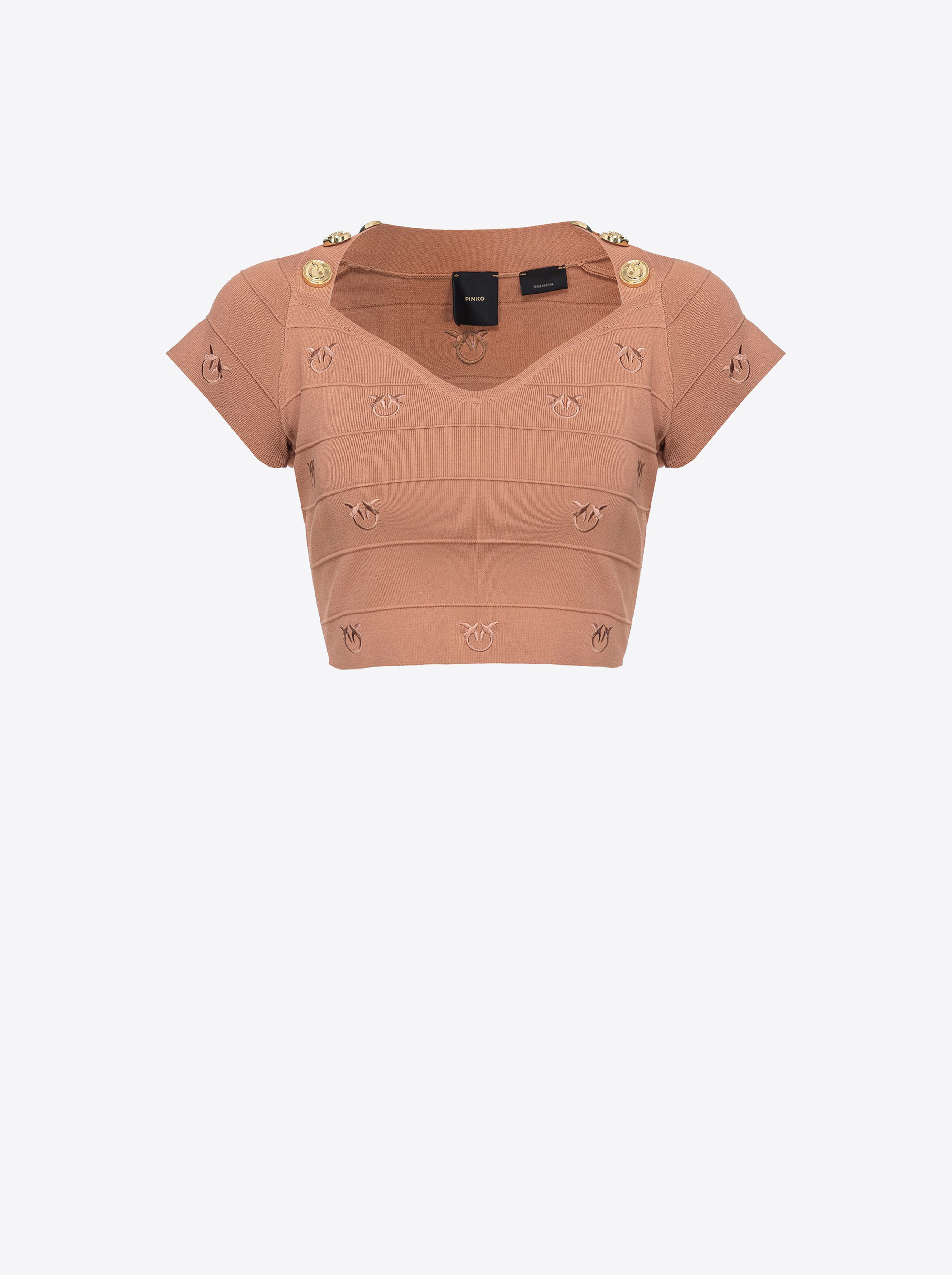 Pinko Crop-Top Jacquard Love Birds