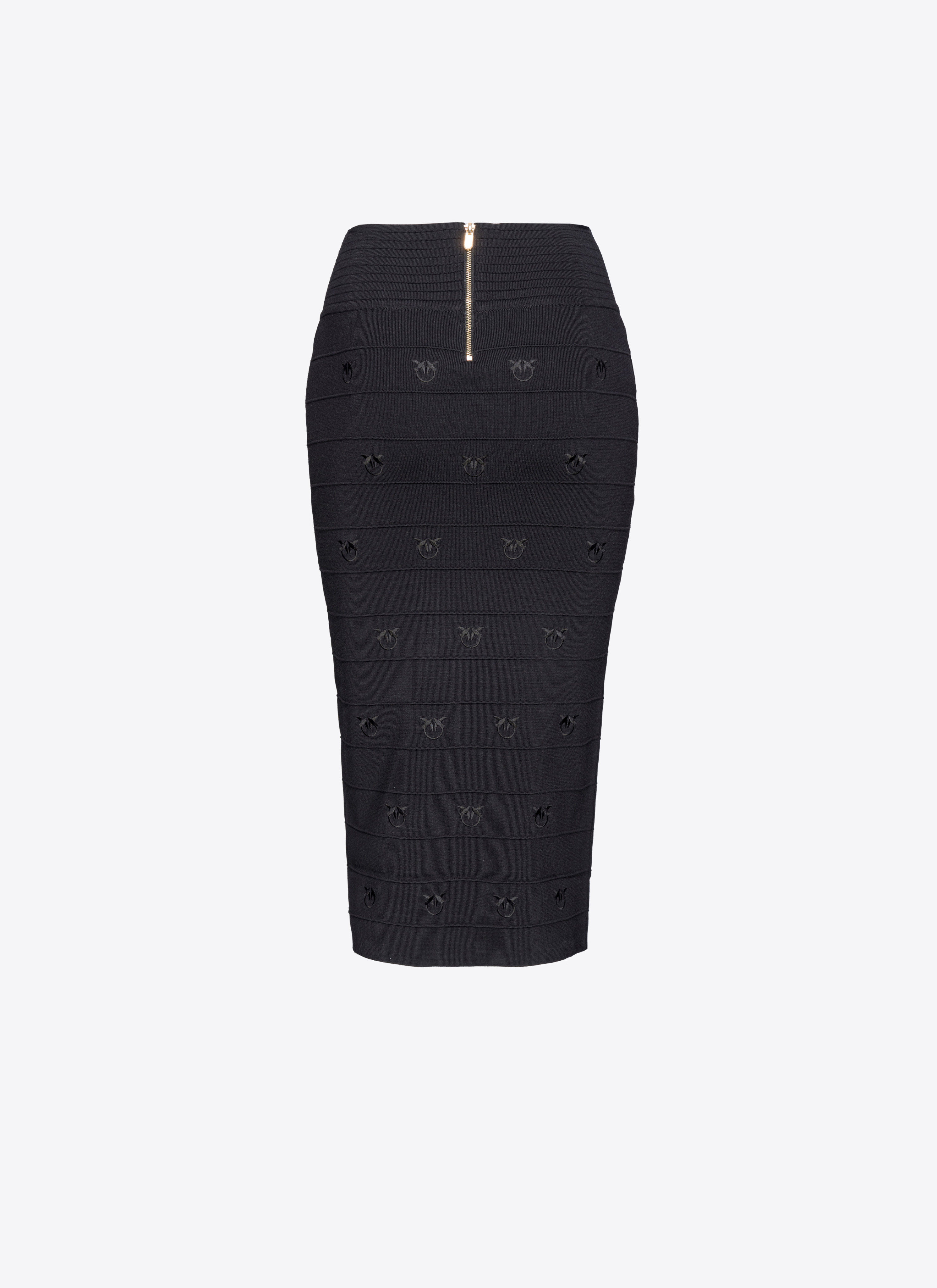 Shop Pinko Love Birds Jacquard Calf-length Skirt In Noir Limousine