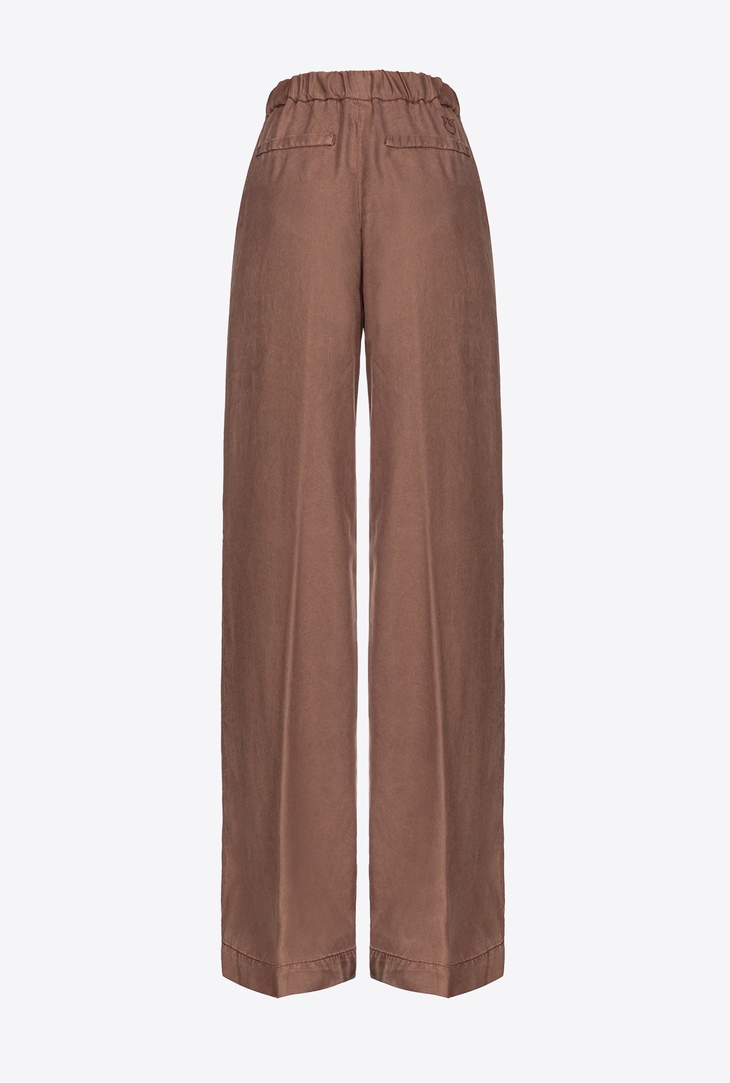 Shop Pinko Pantaloni Wide Leg Lyocell In Chestnut Brown