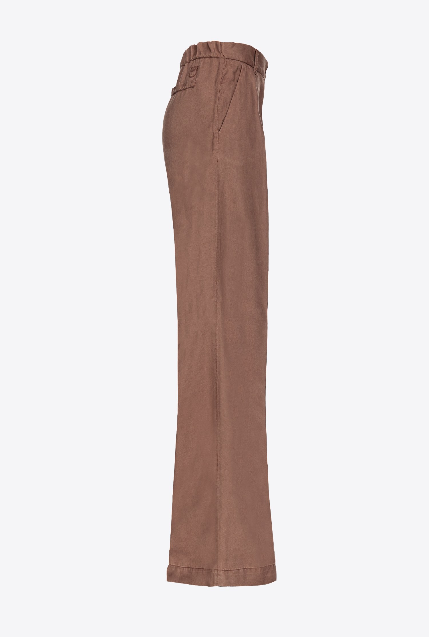Shop Pinko Pantaloni Wide Leg Lyocell In Chestnut Brown