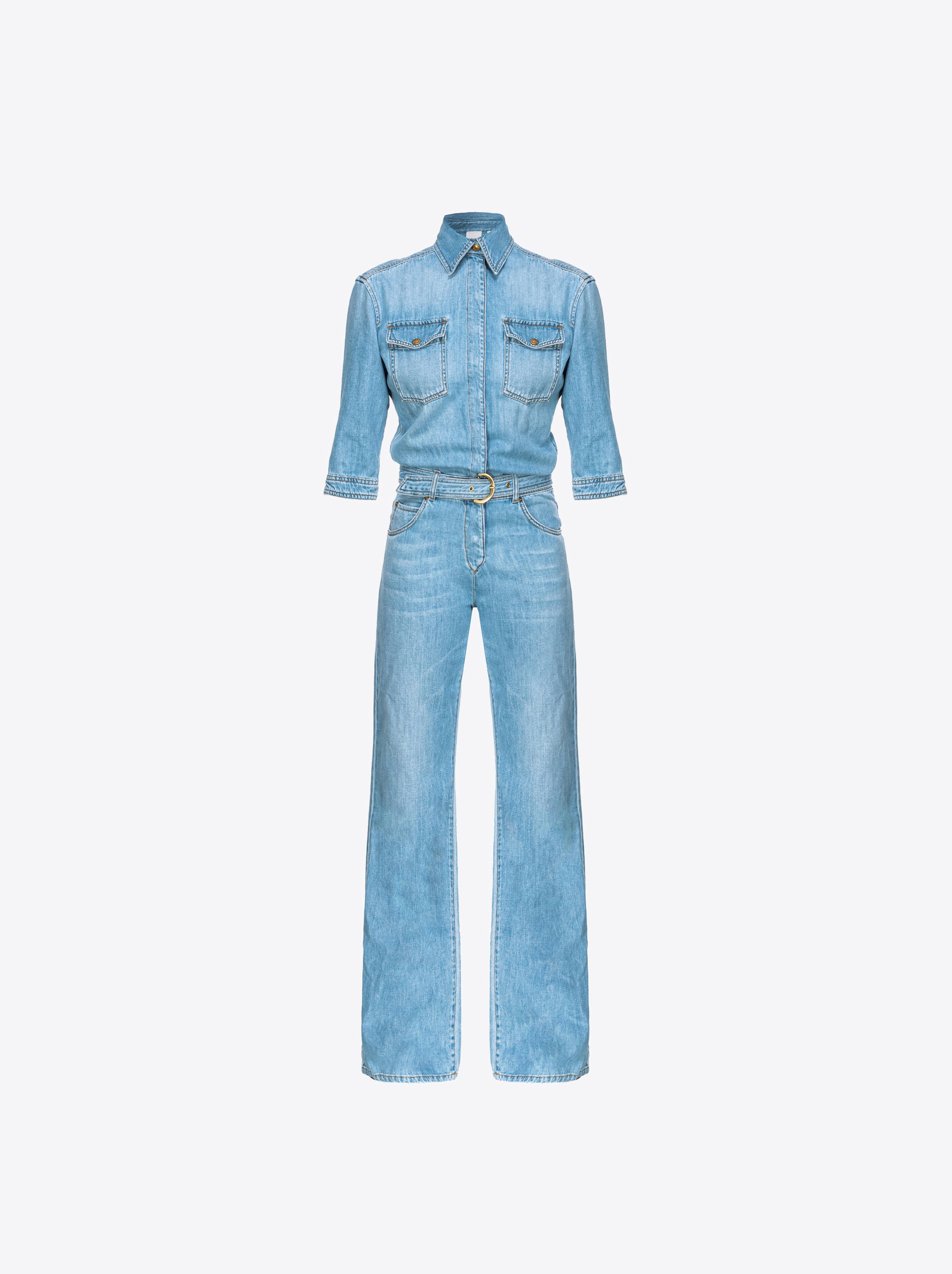 Shop Pinko Combinaison En Denim Léger In Light Wash