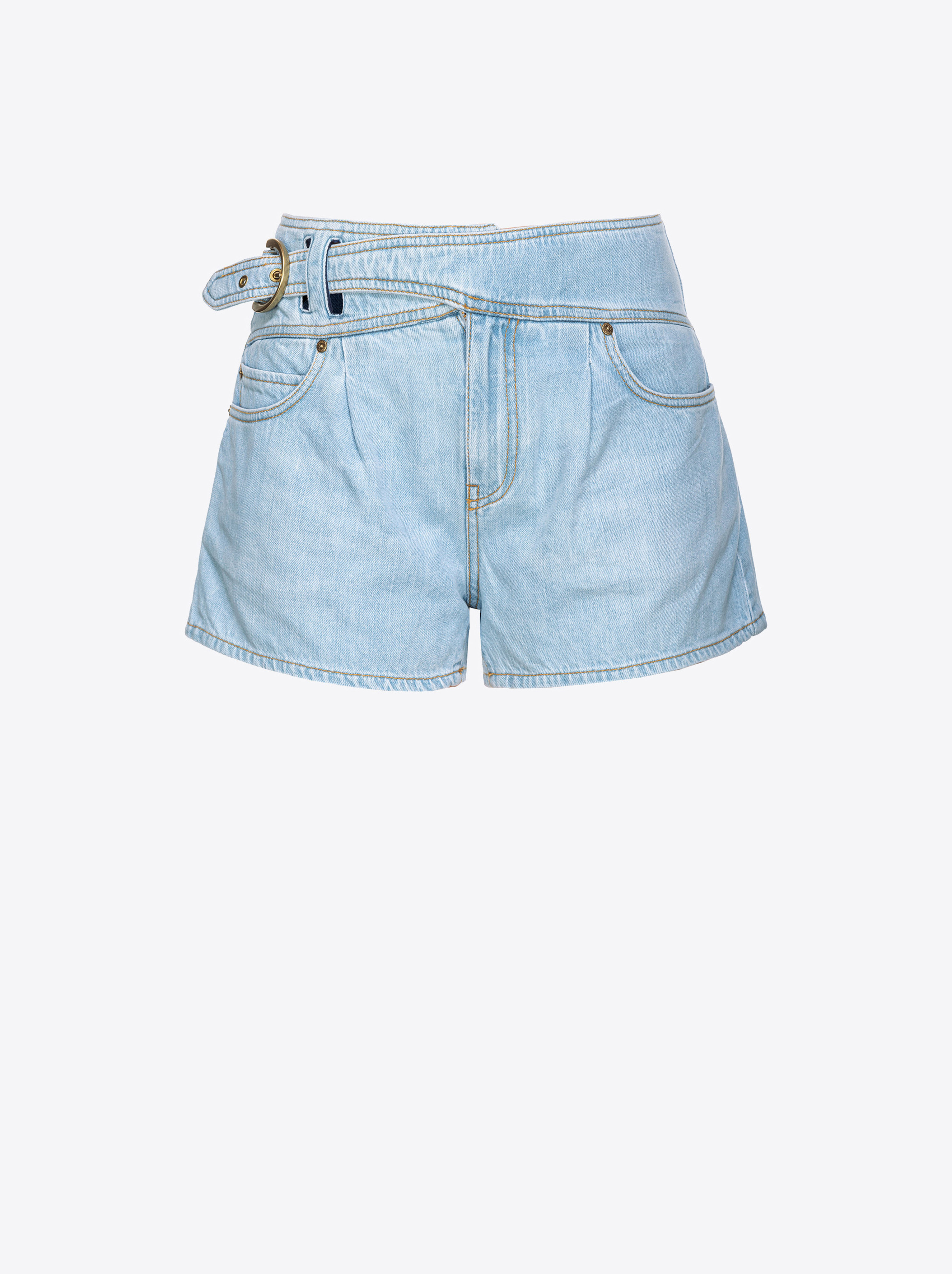 Pinko Lightweight Denim Shorts In Délavage Clair