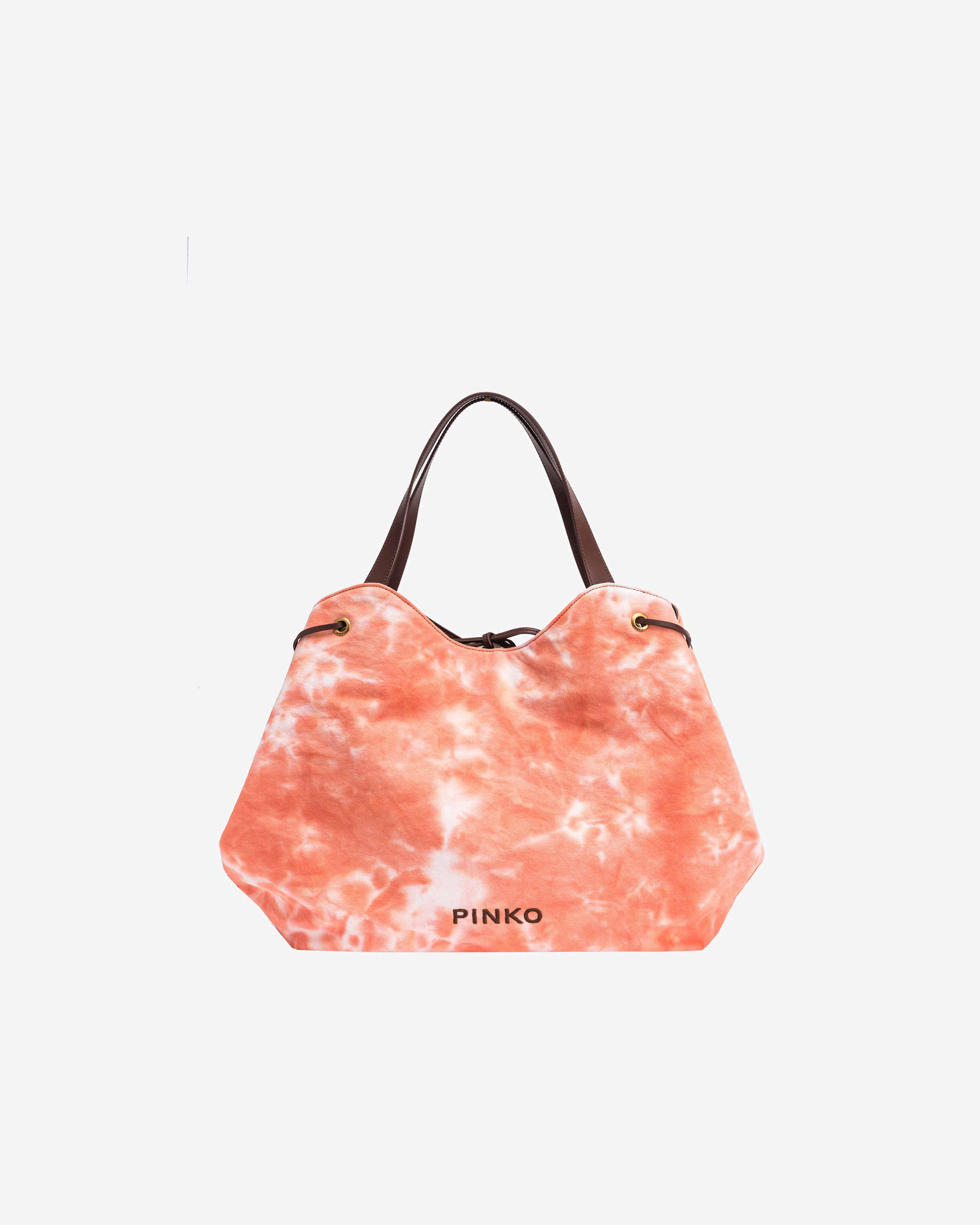 Pinko Extra Pagoda Shopper Bag In Unevenly Dyed Canvas In Orange