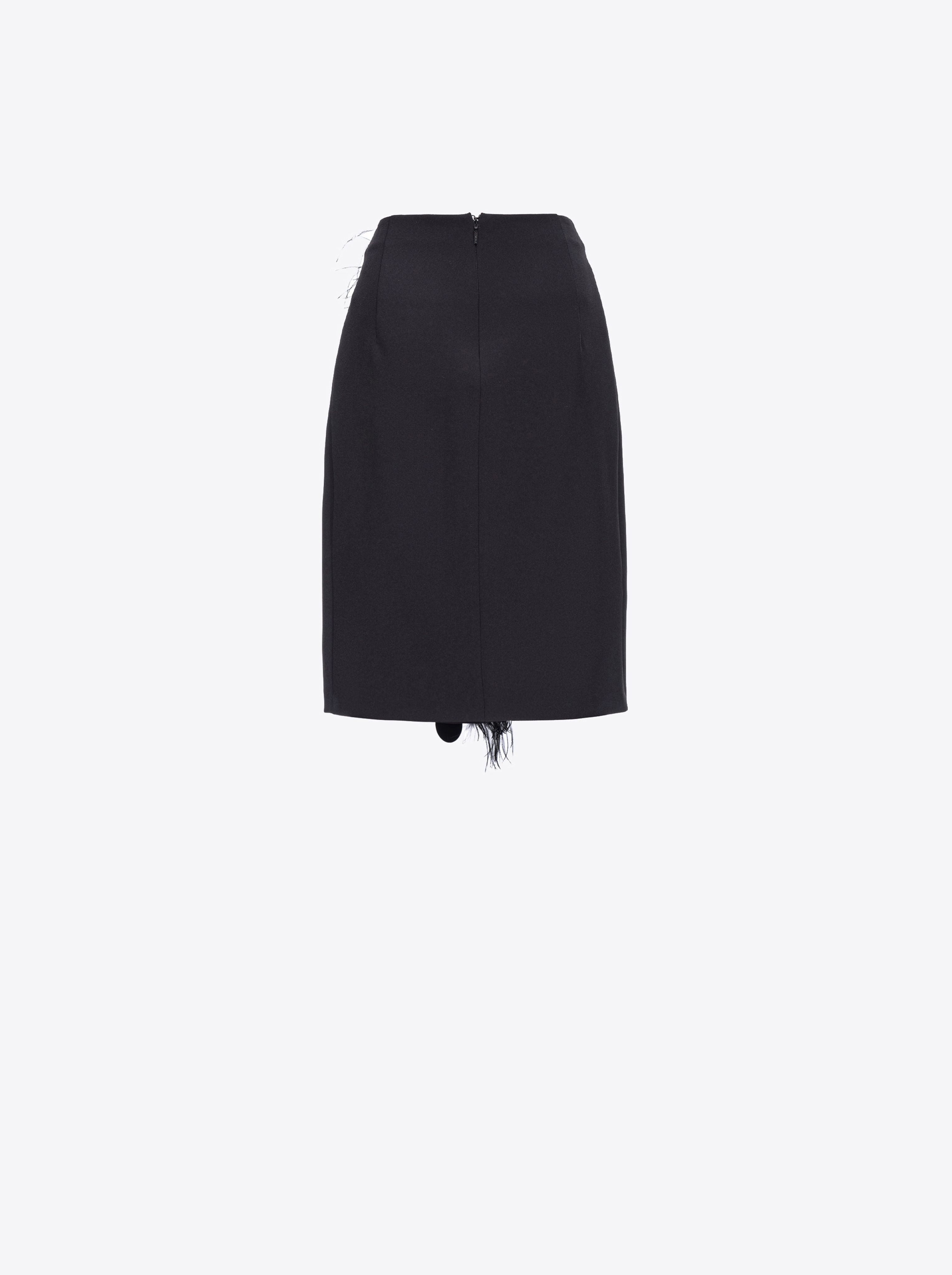 Shop Pinko Skirt With Feathers And Sequins In Noir Limousine