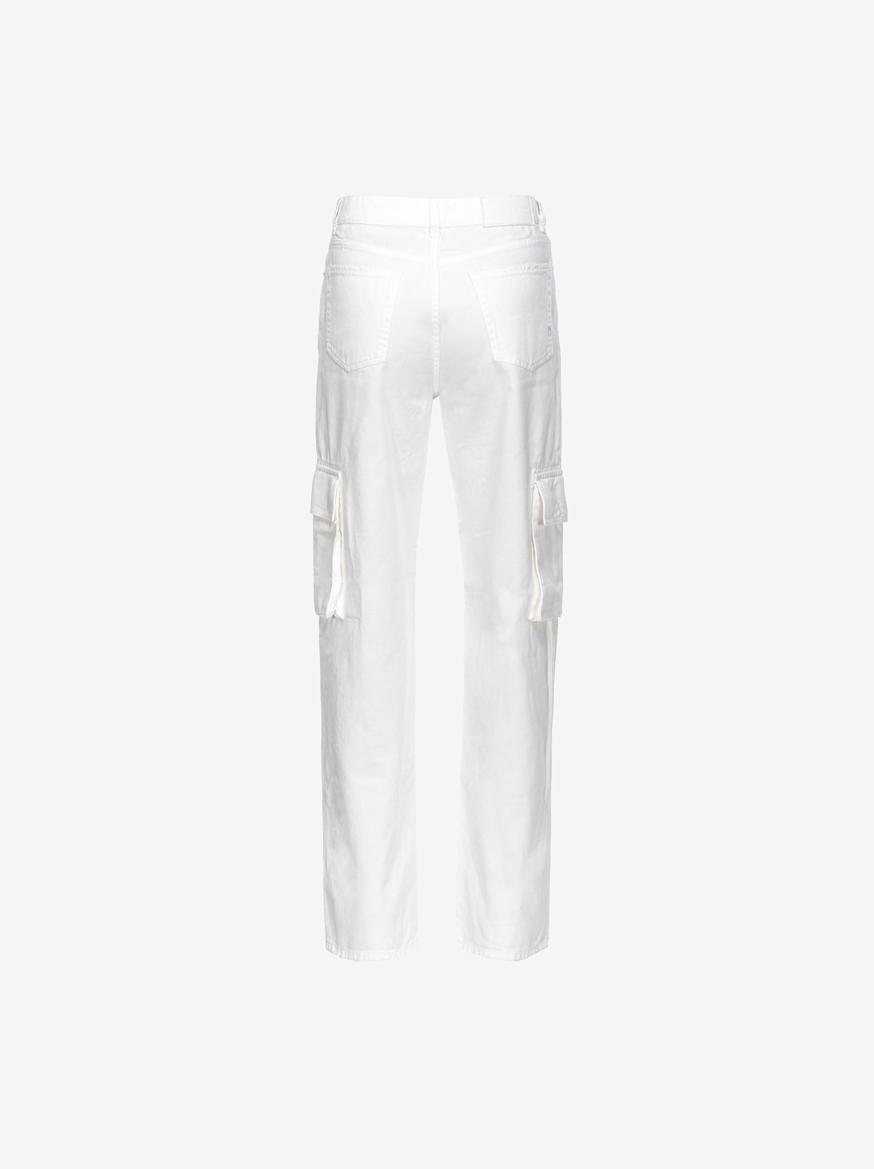 Shop Pinko Bull Cargo Trousers With Rips And Darns In White + White