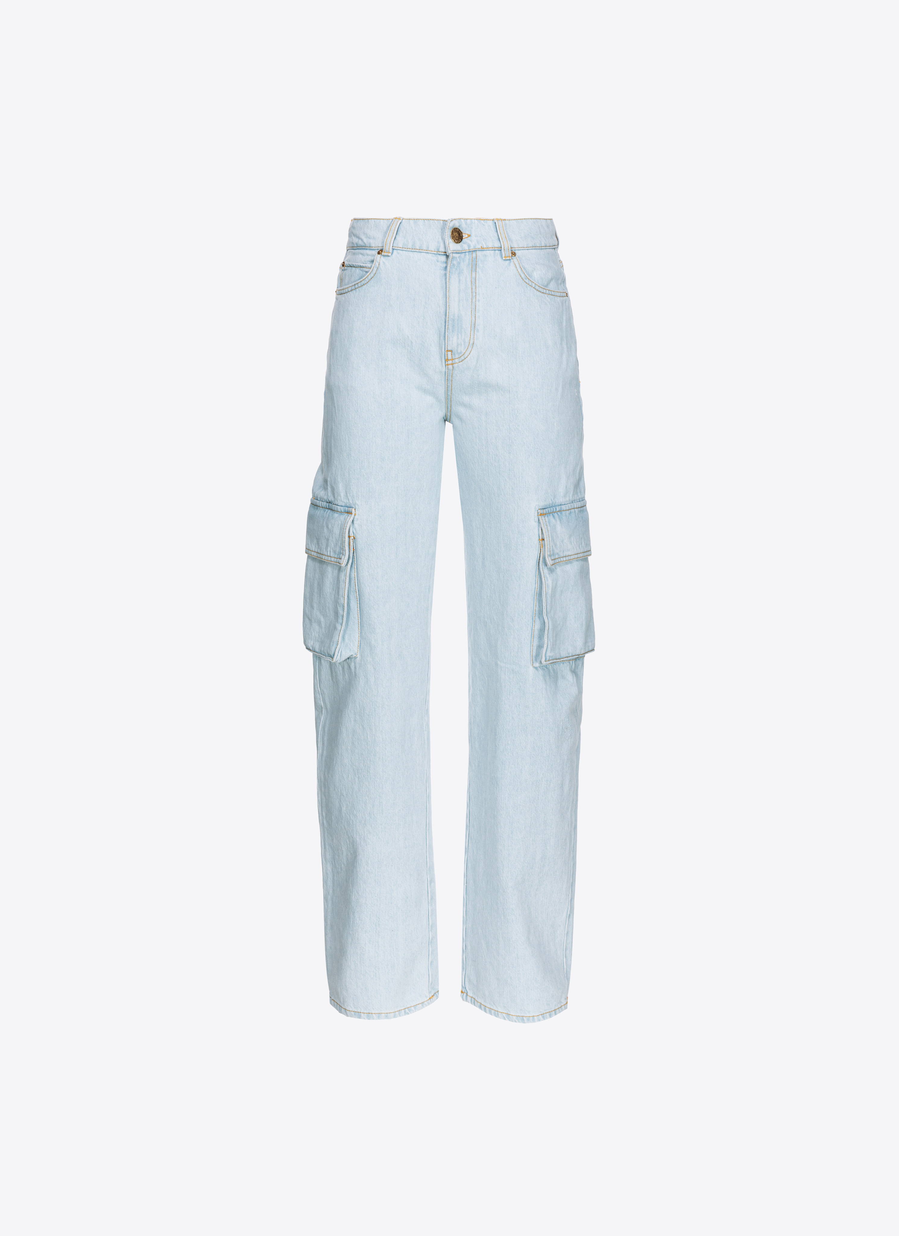 Pinko Jean Cargo En Denim Baby Blue In Délavage Clair