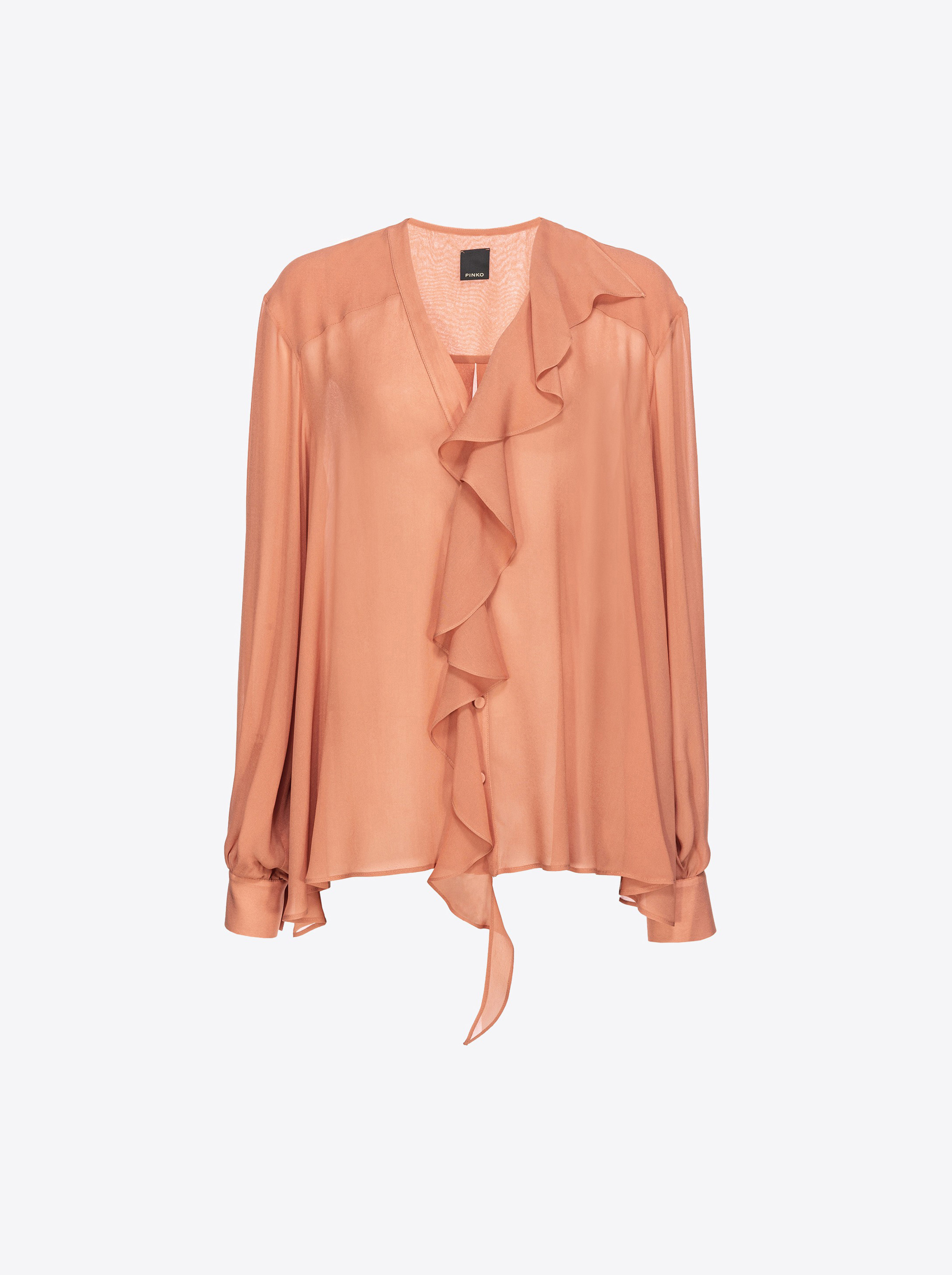 Pinko Blouse With Ruffled Detailing In Blush Marron-rouge