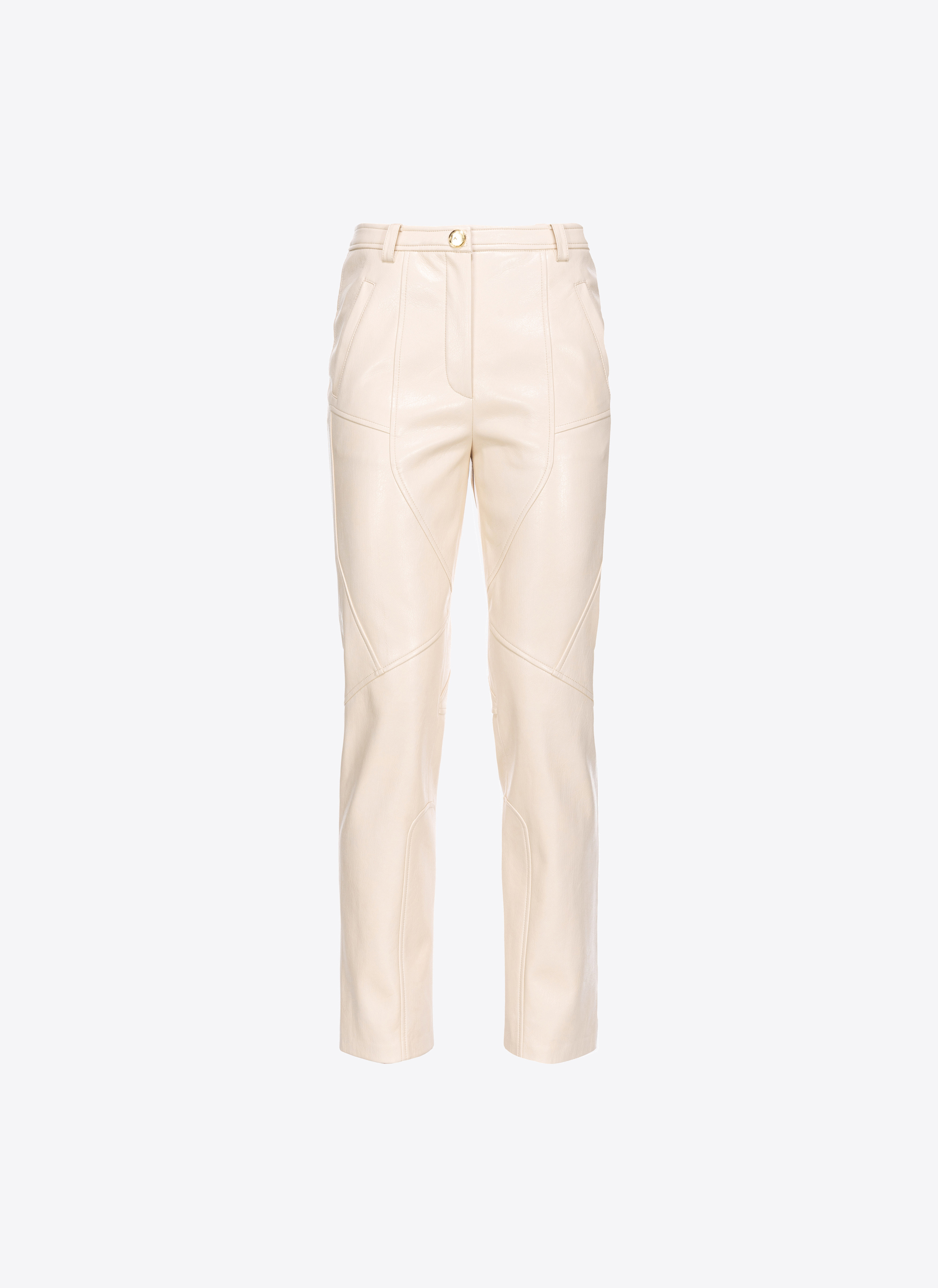 Pinko Crinkled Leather-effect Trousers In Pink-novelle Peach