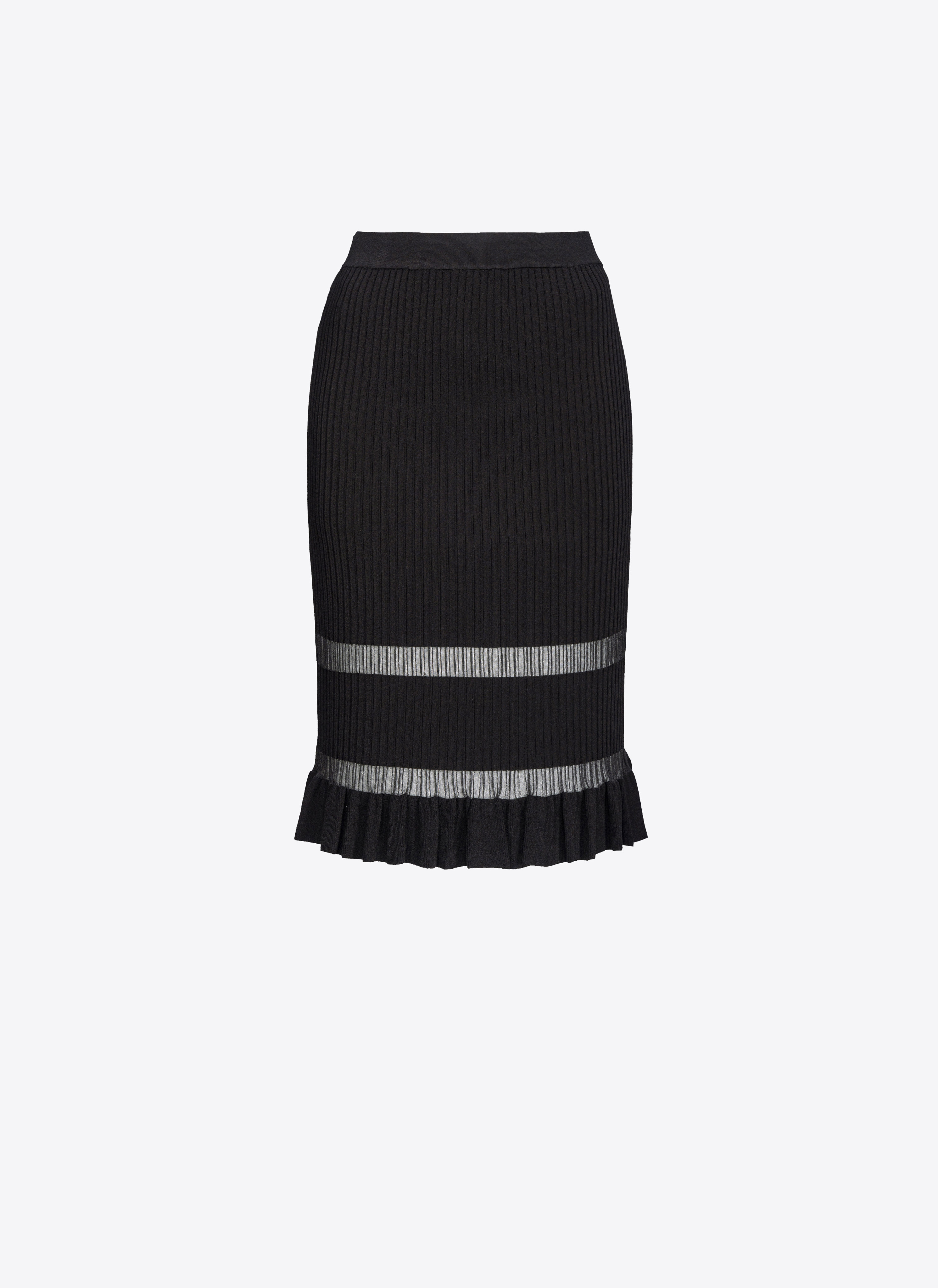 Shop Pinko Ribbed Midi Skirt In Limo Black