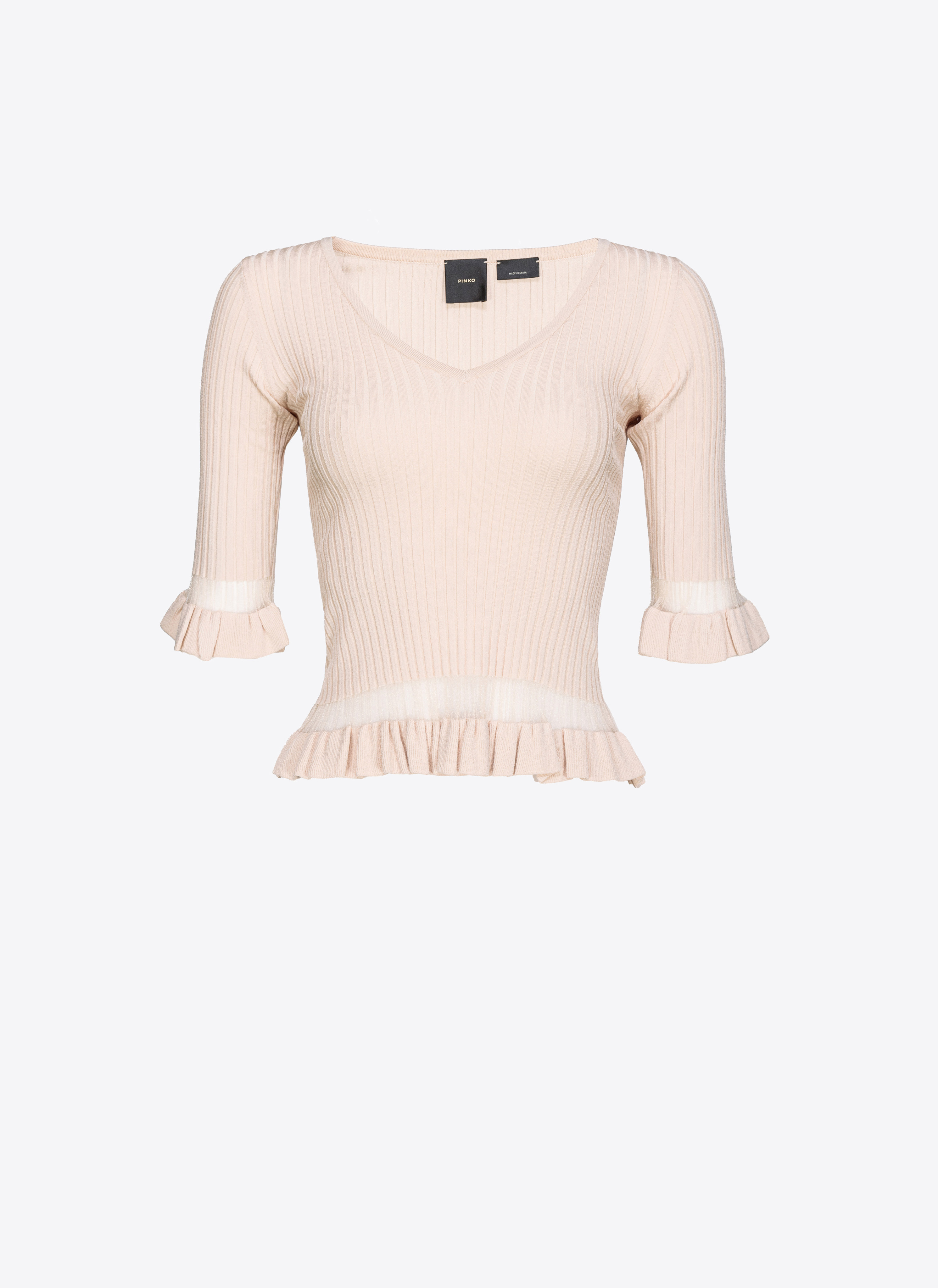 Pinko Gerippter Pullover mit Rüschen