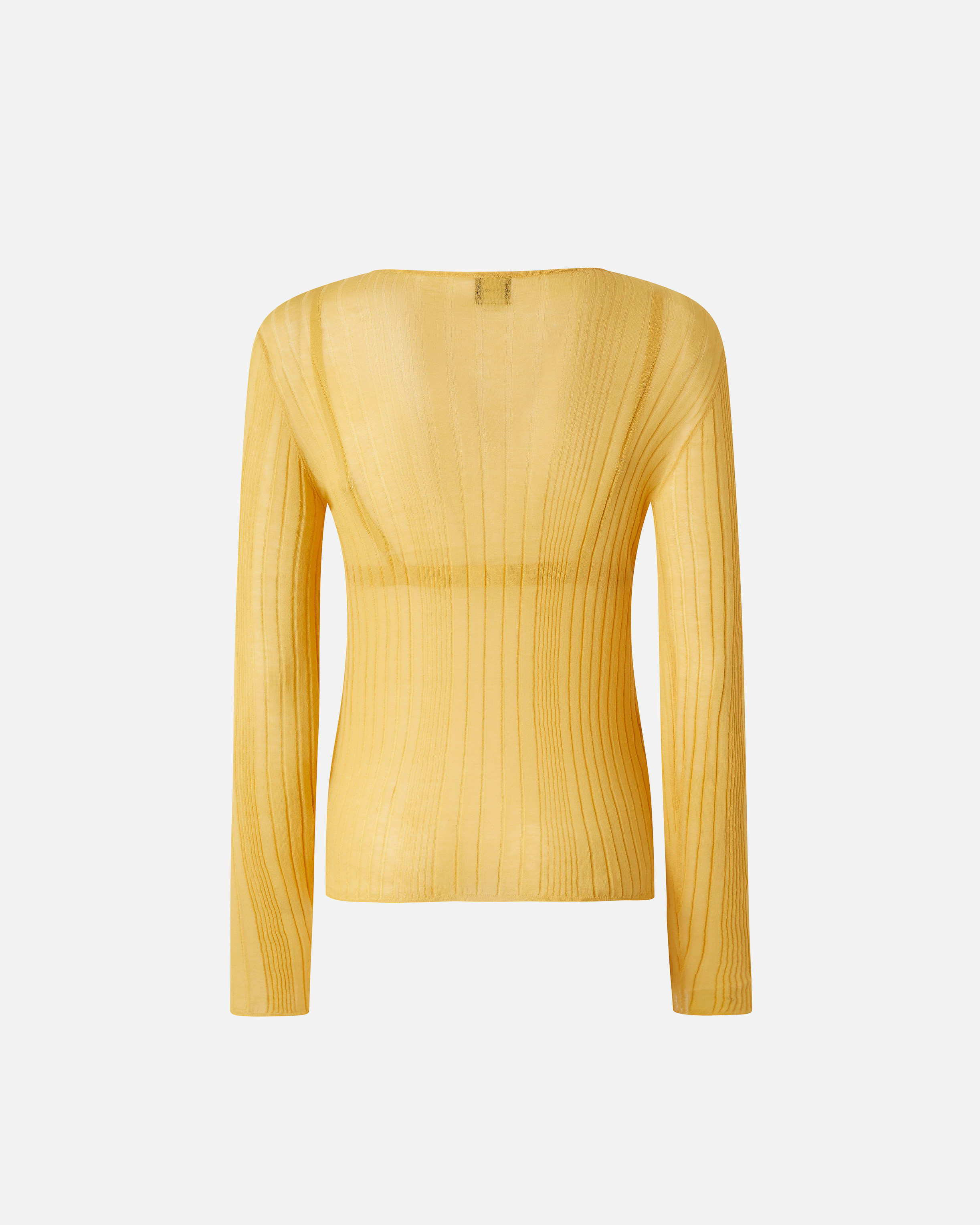 Pinko Semi-transparent Ribbed Sweater In Rattan Yellow