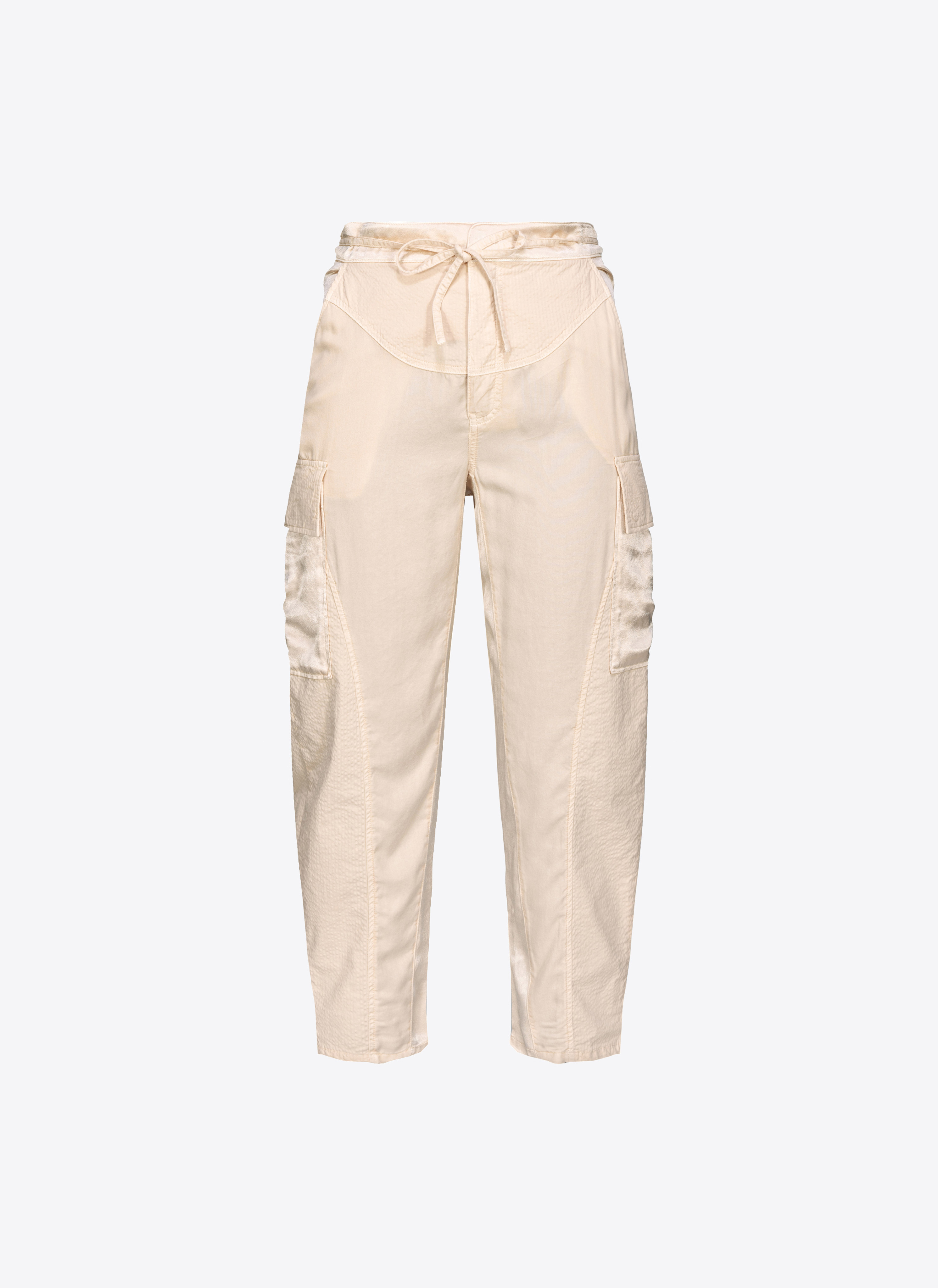 Shop Pinko Pantalon Cargo Fluide In Beige-oatmeal