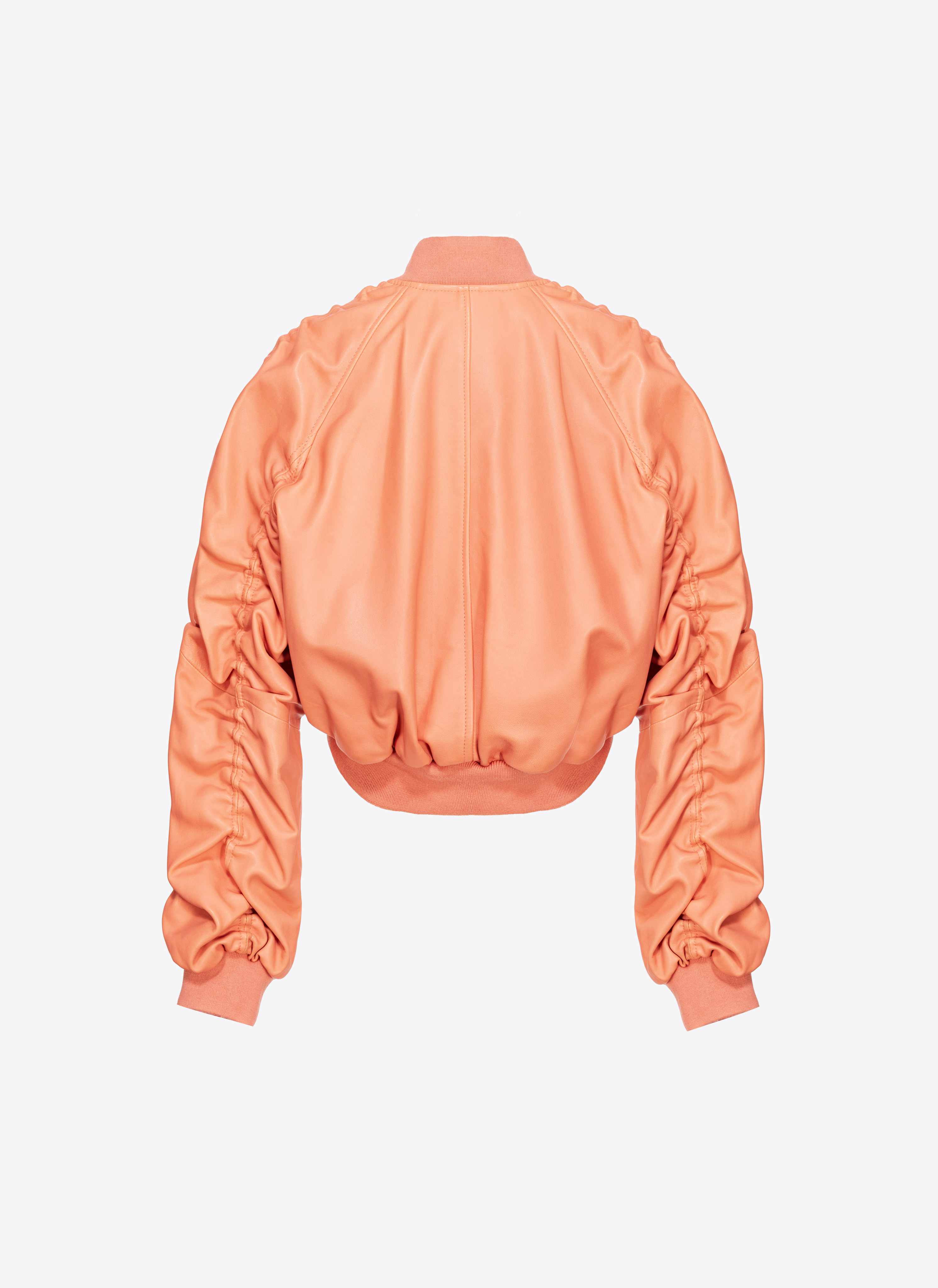 Shop Pinko Short Nappa Leather Bomber Jacket In Saumon Frais