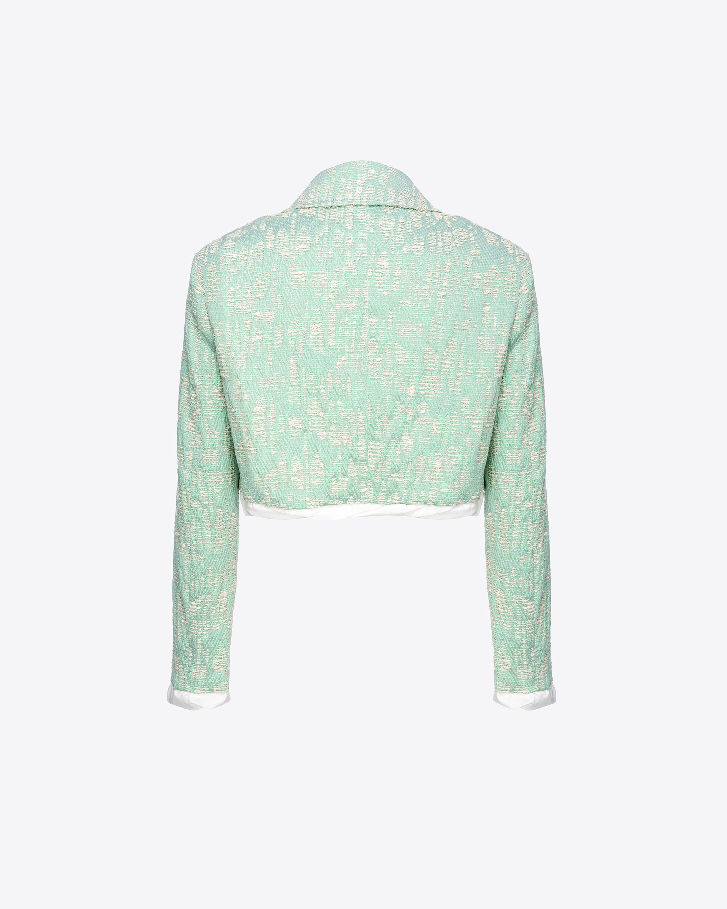 Shop Pinko Veste Courte En Natté Lurex In Green/white