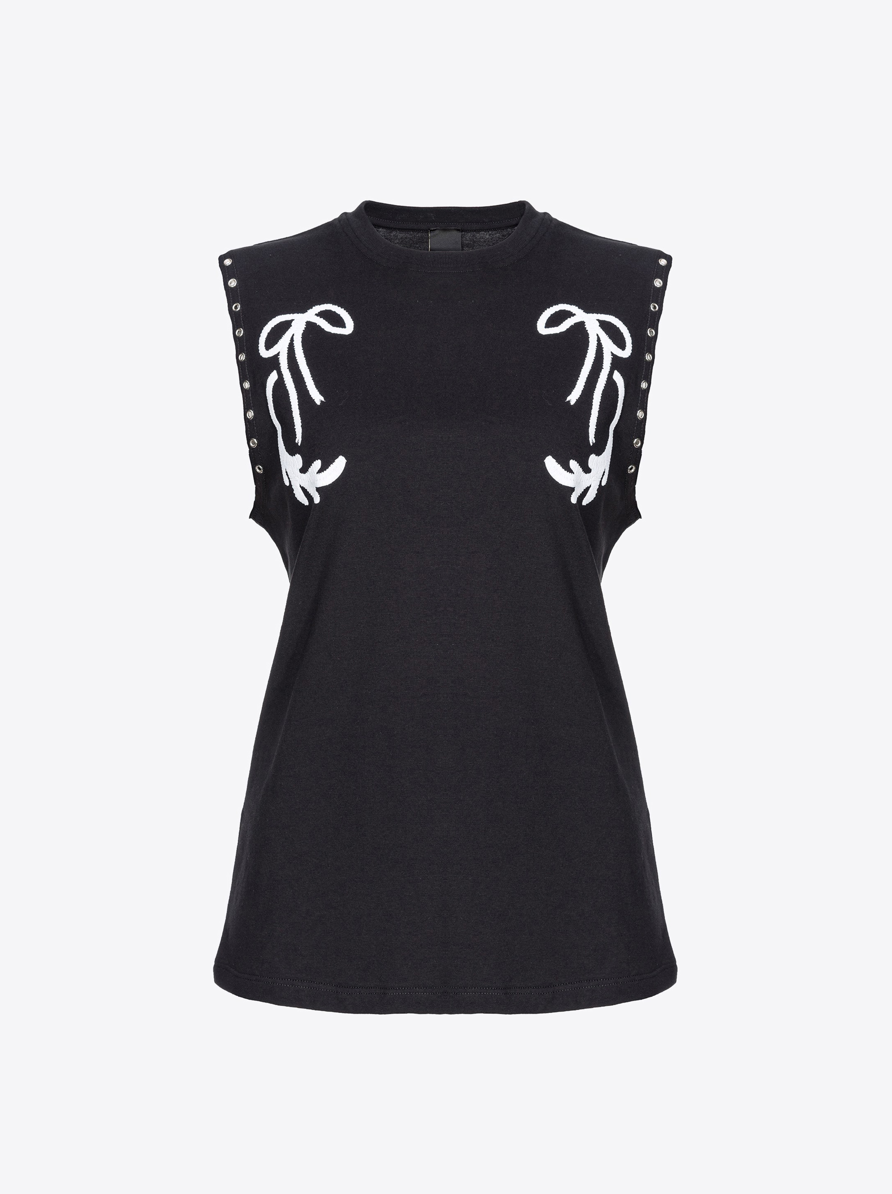 Pinko Sleeveless T-shirt With Rodeo Print In Nero Limousine