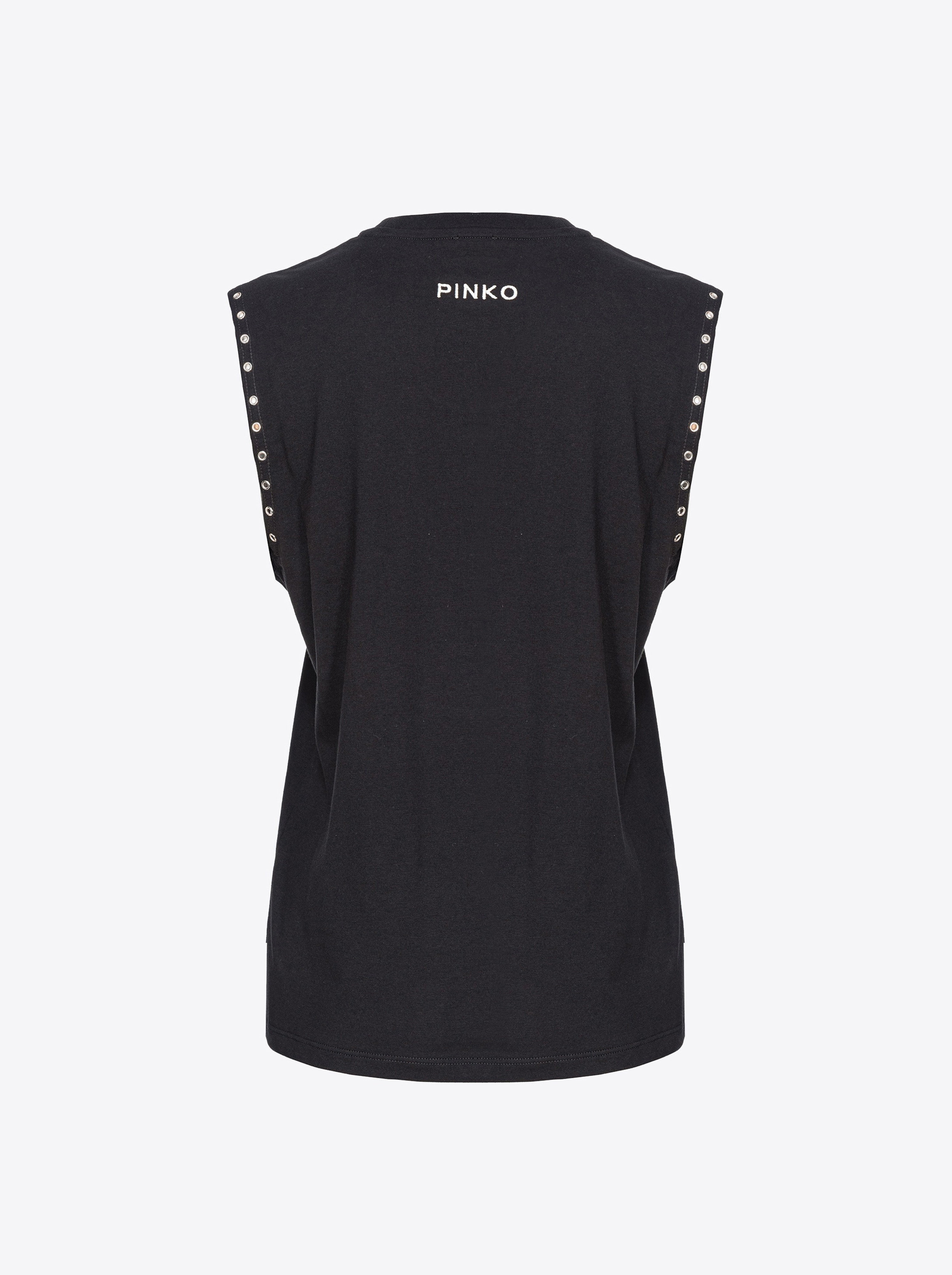 Shop Pinko T-shirt Senza Maniche Stampa Rodeo In Nero Limousine