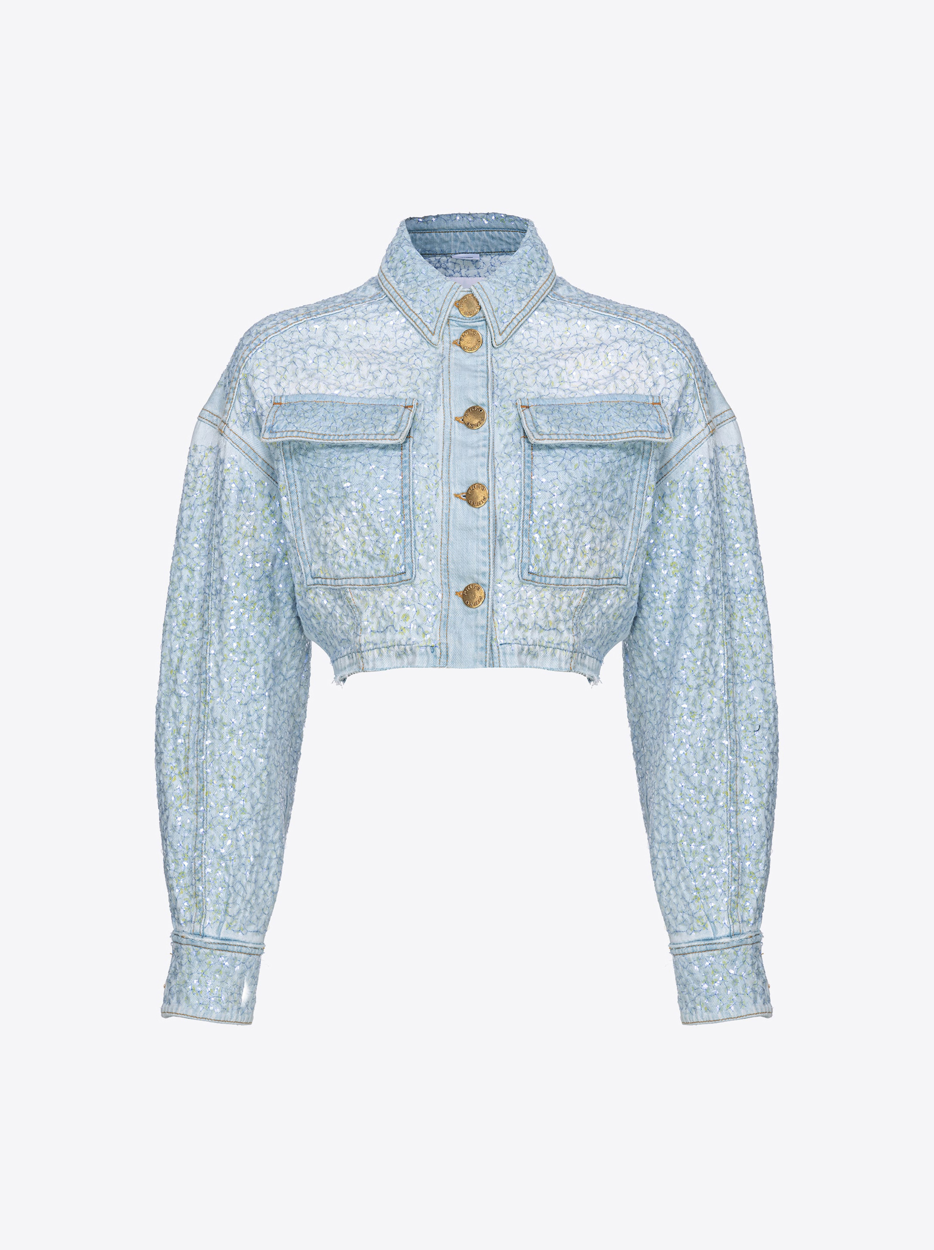 Pinko Cropped-Jeansjacke mit Pailletten