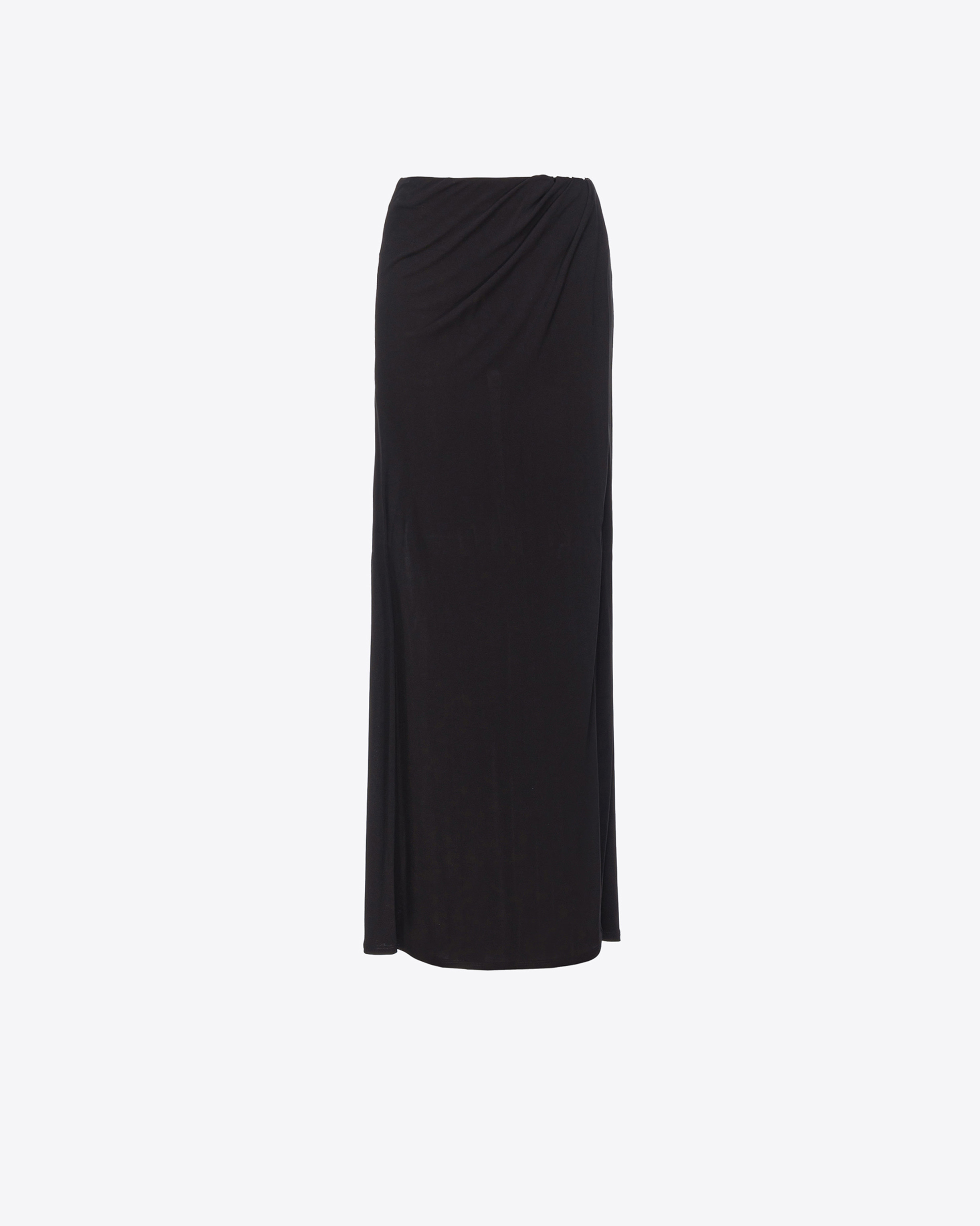 Pinko Long Crepe Interlock Skirt In Noir Limousine