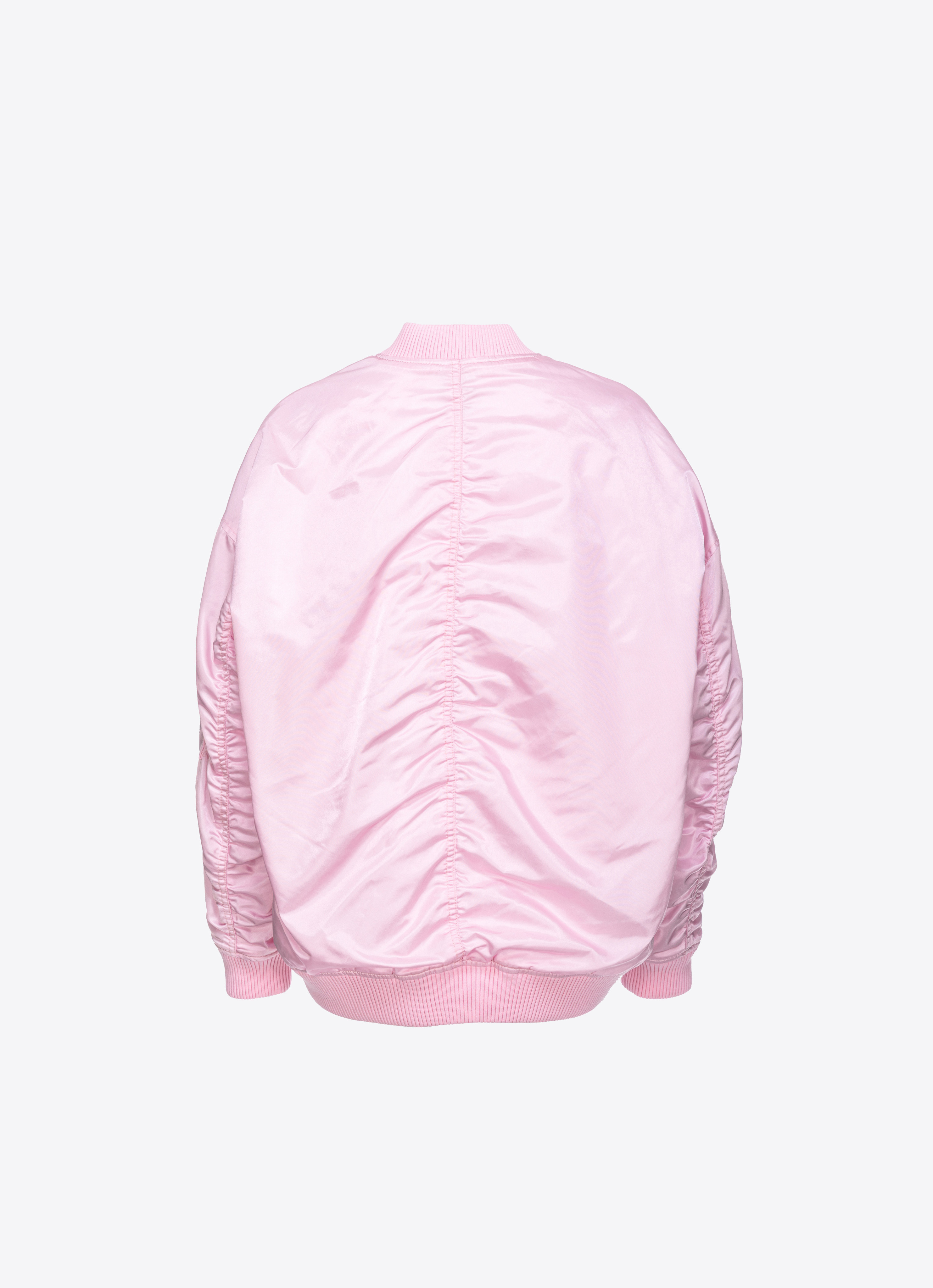 Shop Pinko Technical Satin Bomber Jacket In Pink Sweet Lilac