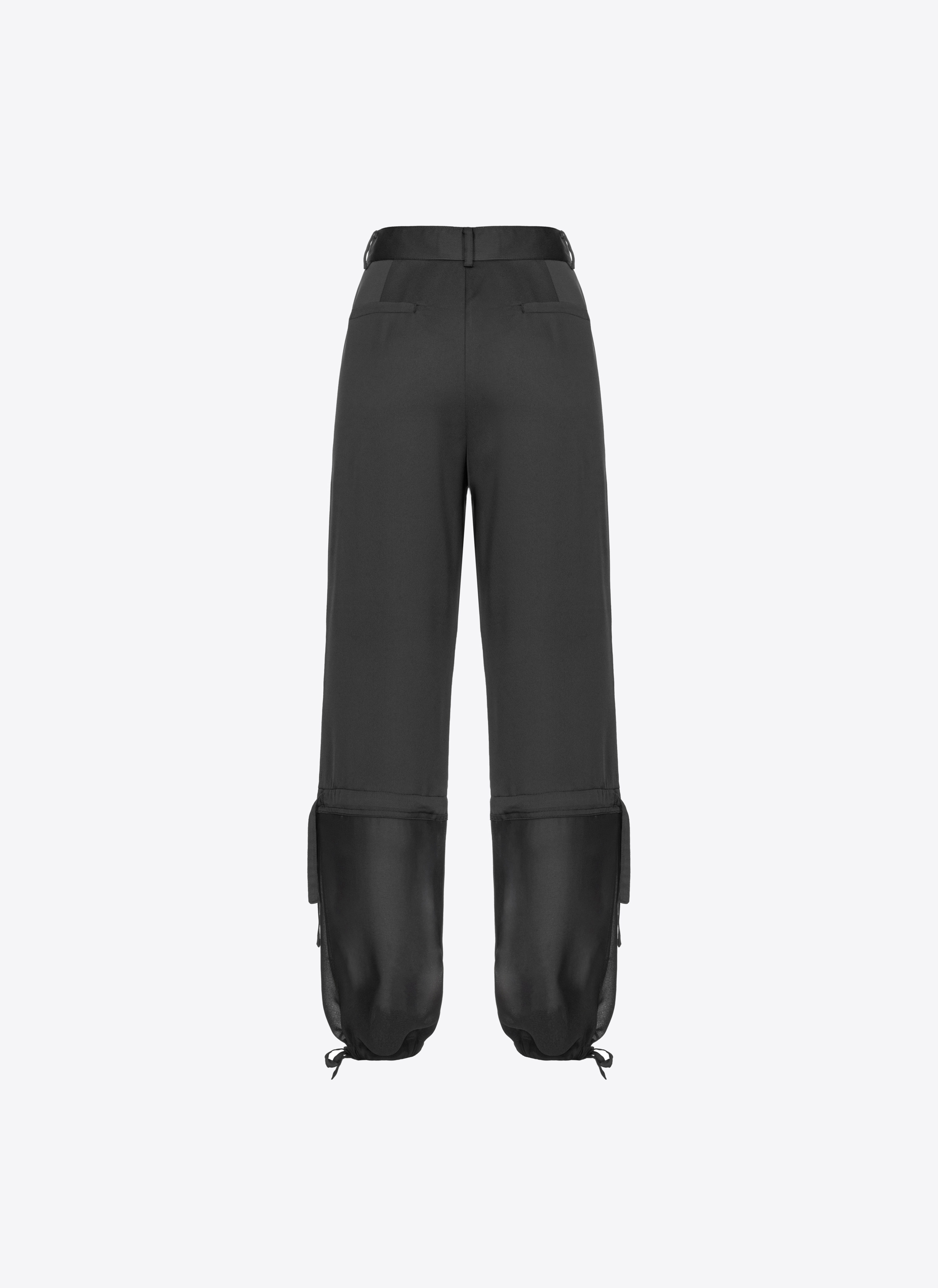 Shop Pinko Satin And Georgette Cargo Trousers In Limo Black