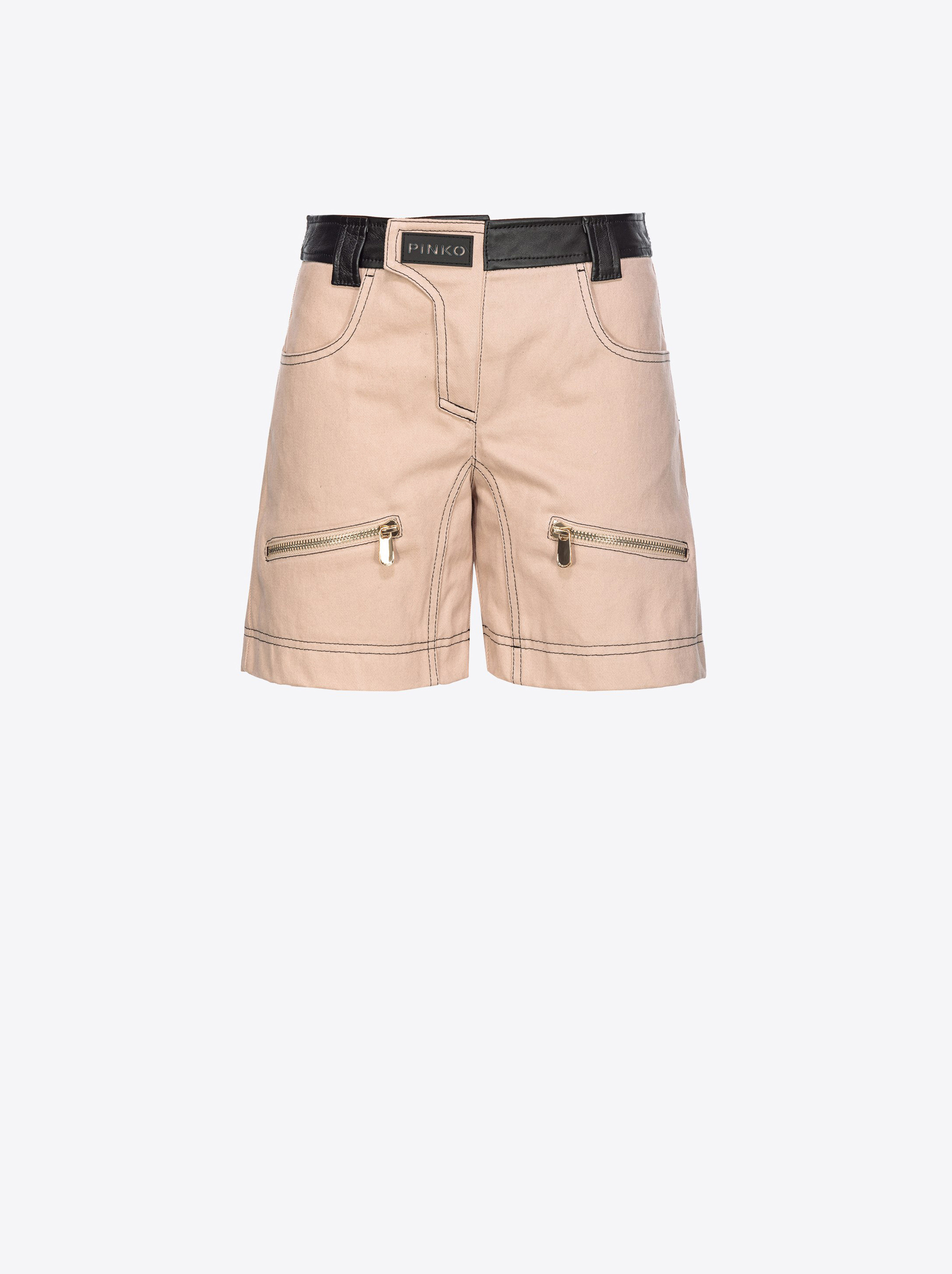 Pinko Shorts aus Baumwolle und Leder