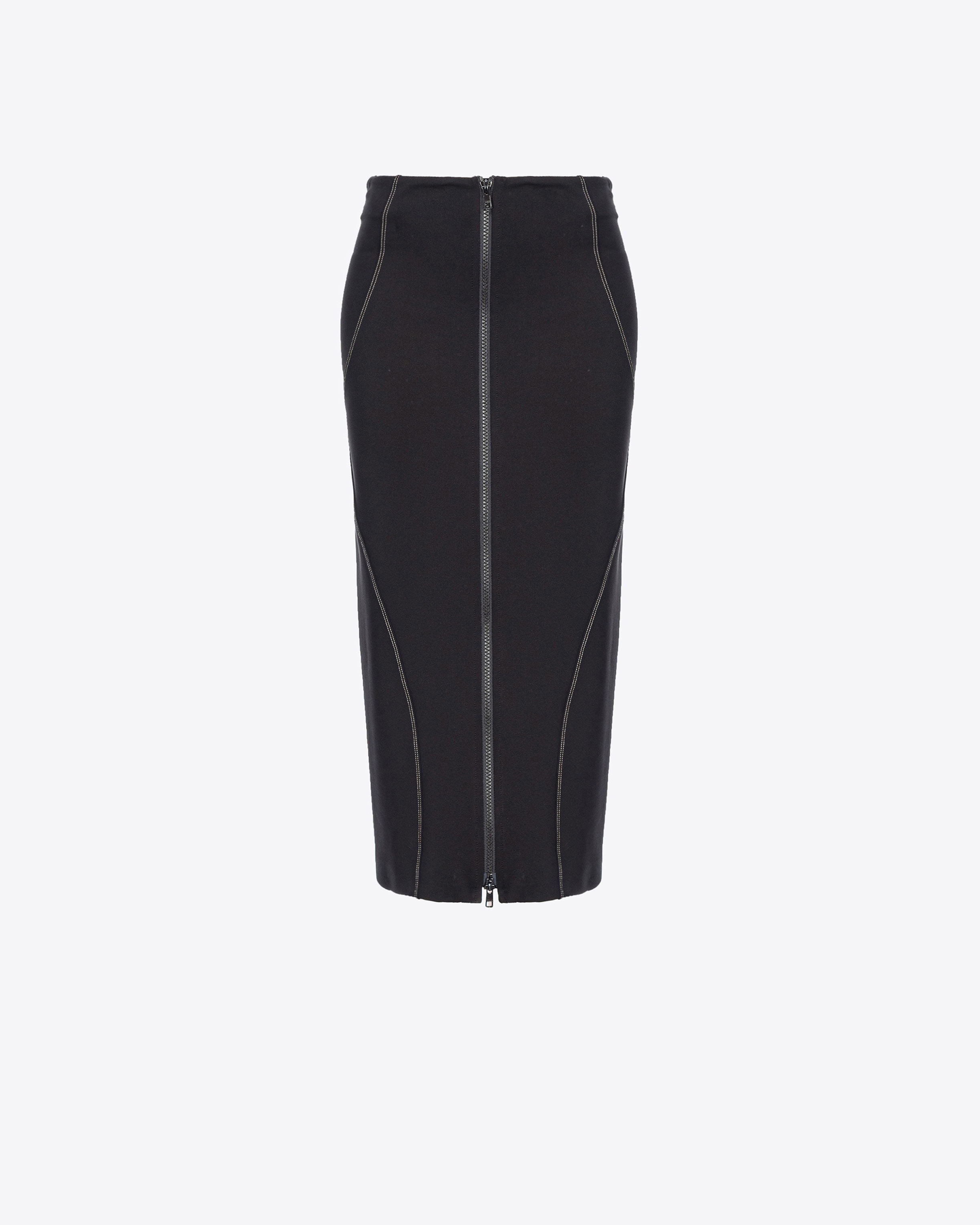 Pinko Calf-length Scuba Skirt In Noir Limousine