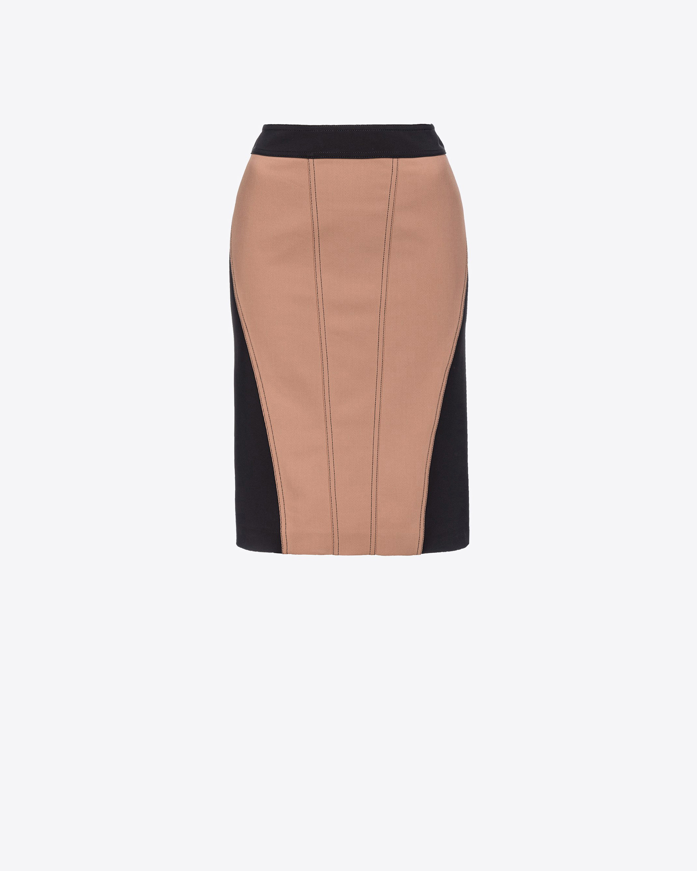 Pinko Mixed Media Pencil Skirt In Noisette/noir